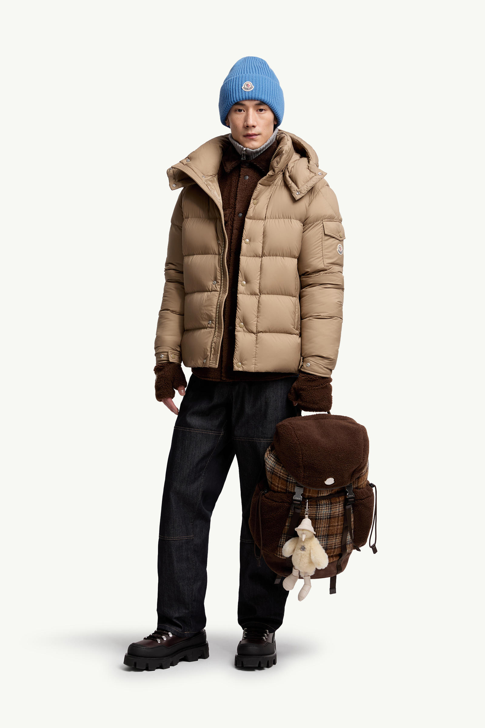 Moncler Maya 70連帽短身羽絨外套 男士 淺啡色 Moncler 0