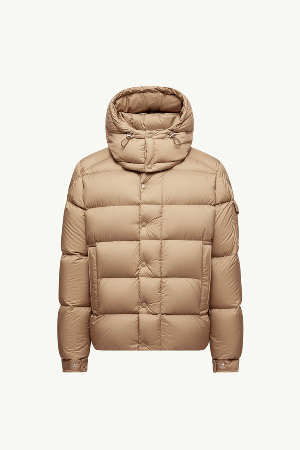 Moncler Maya 70 Hooded Short Down Jacket Men Light Brown Moncler 0
