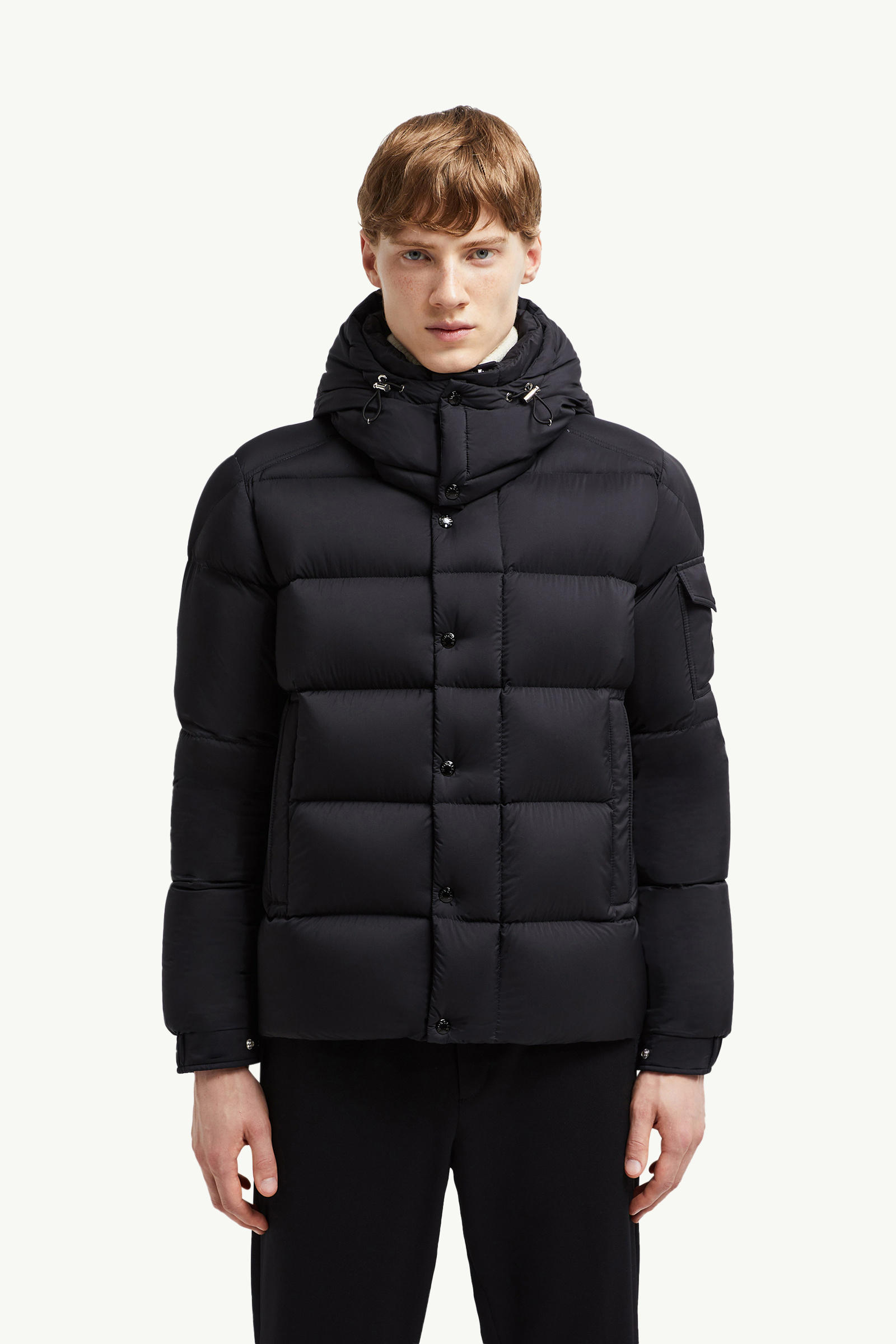 Moncler Maya 70 Hooded Short Down Jacket Men Black Moncler 3