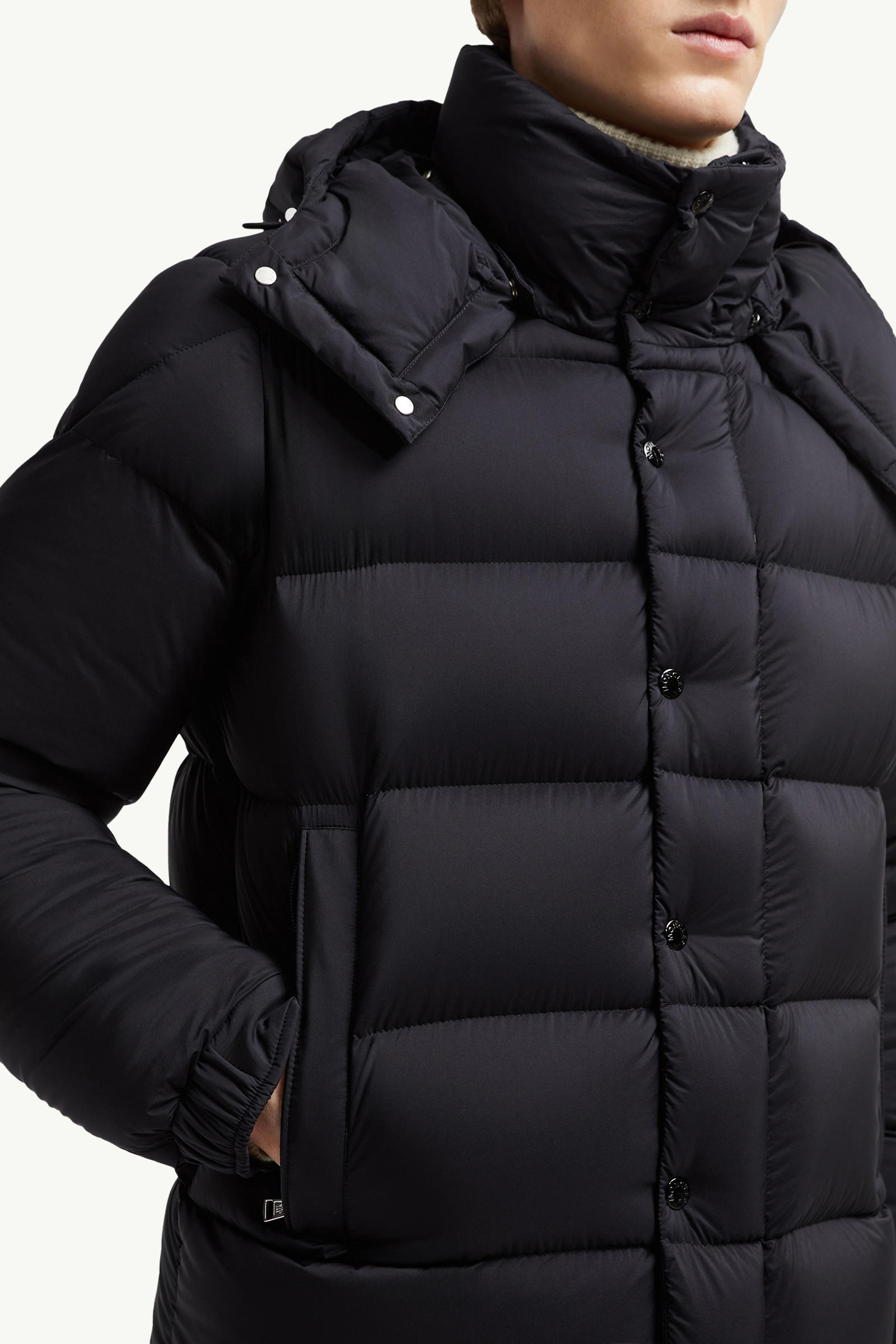 Moncler Maya 70 Hooded Short Down Jacket Men Black Moncler 5