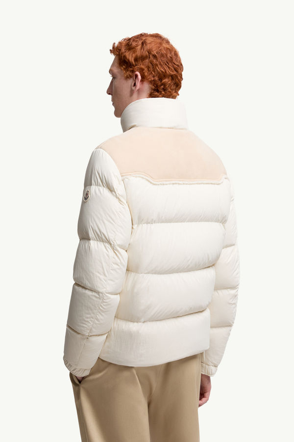 Verine Suede-Trimmed Short Down Jacket Men White Moncler 4