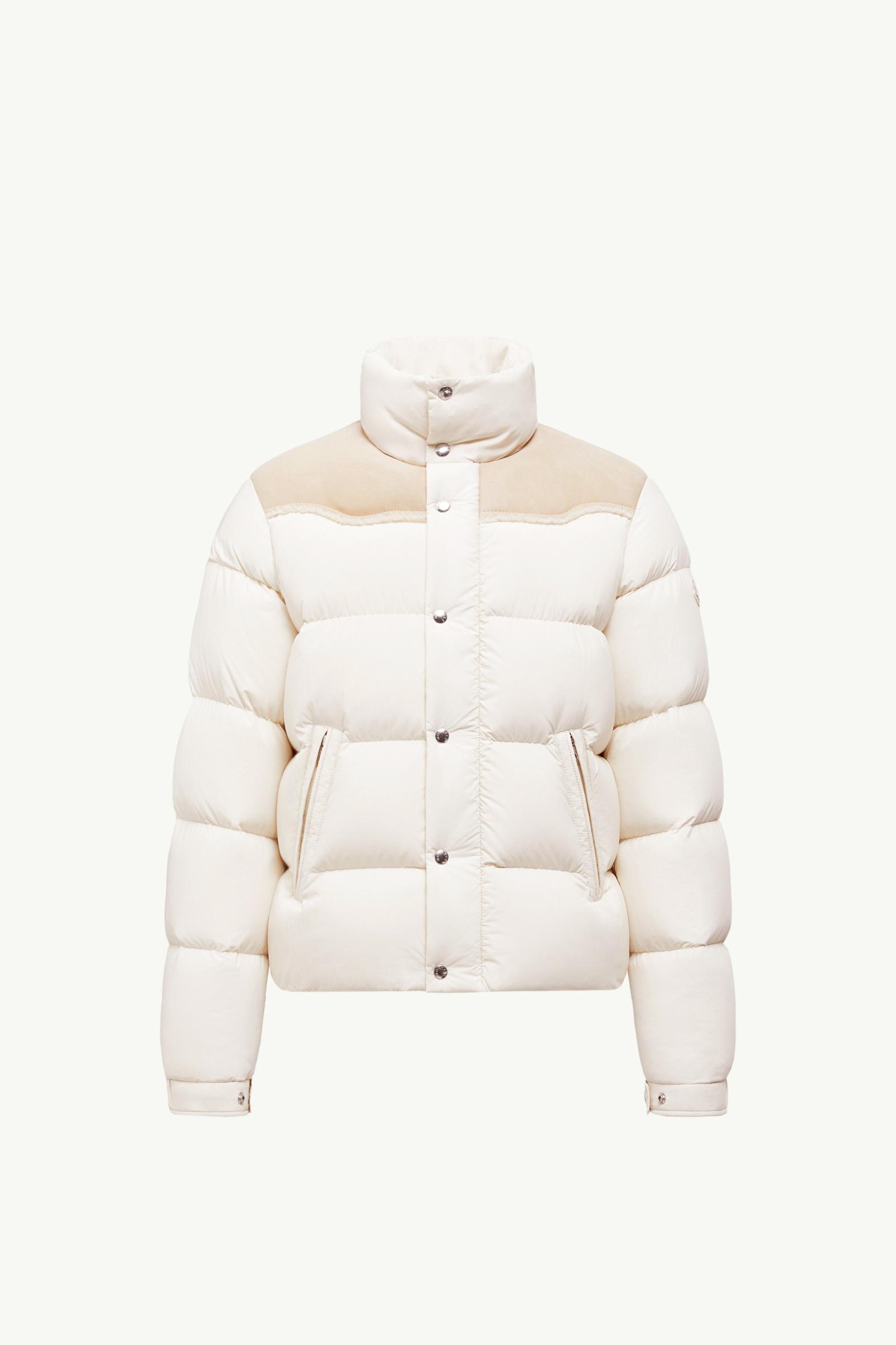 White Verine Suede-Trimmed Short Down Jacket - Short Down Jackets