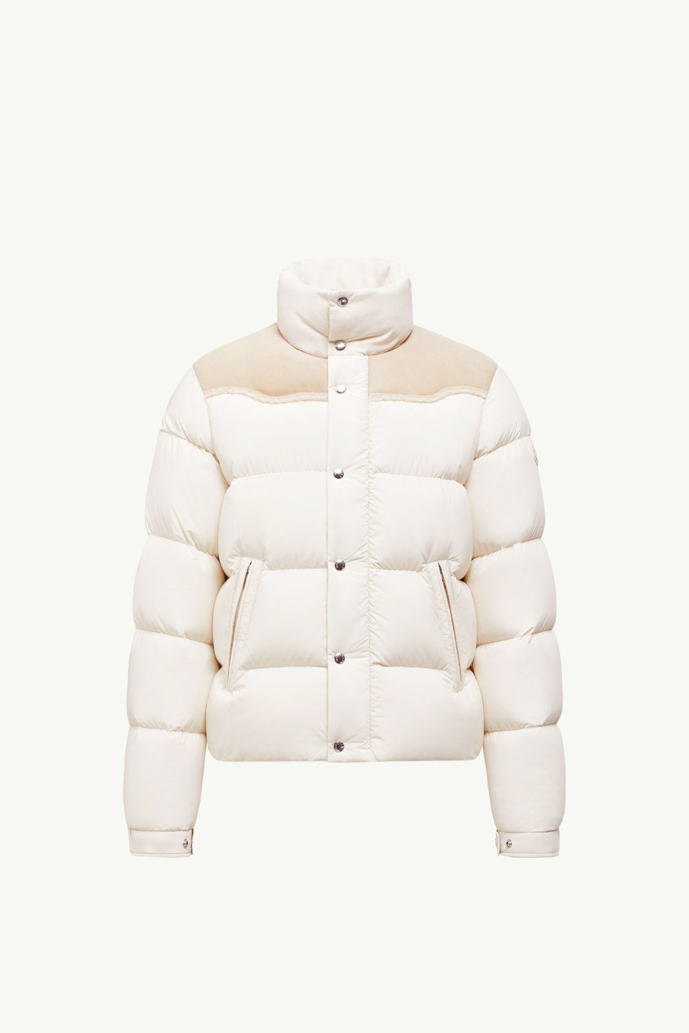 Verine Suede-Trimmed Short Down Jacket Men White Moncler 2
