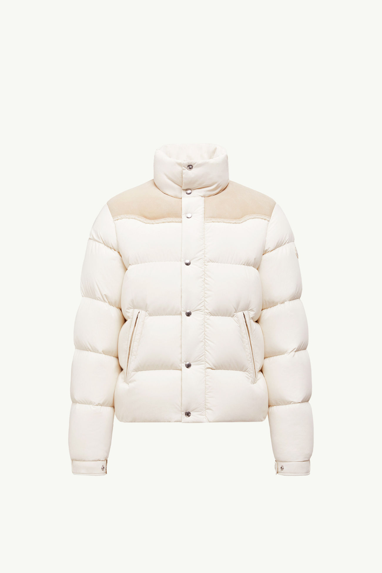 Verine Suede-Trimmed Short Down Jacket Men White Moncler 2