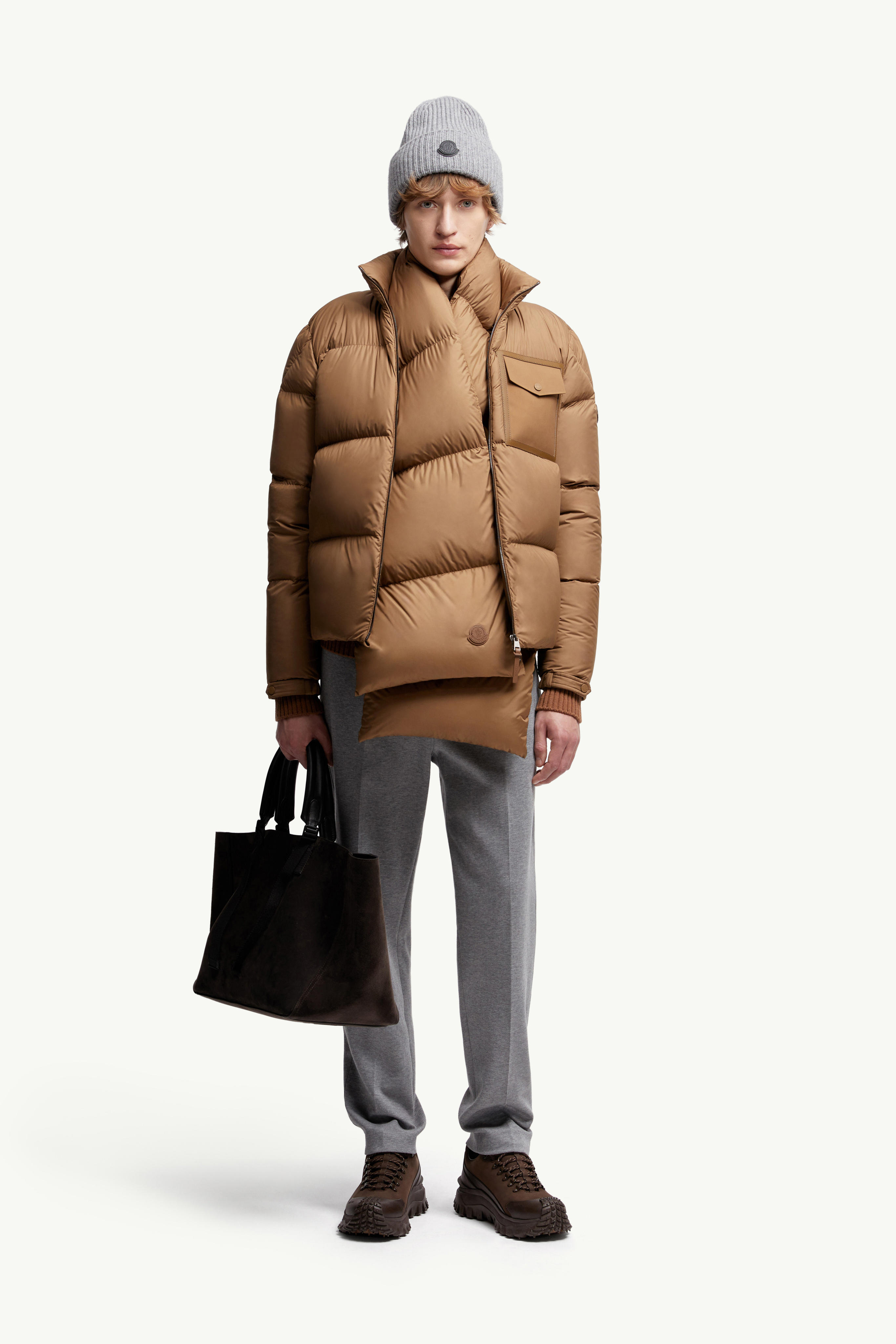 Chinon Square-Quilted Short Down Jacket Men Camel Beige Moncler 0