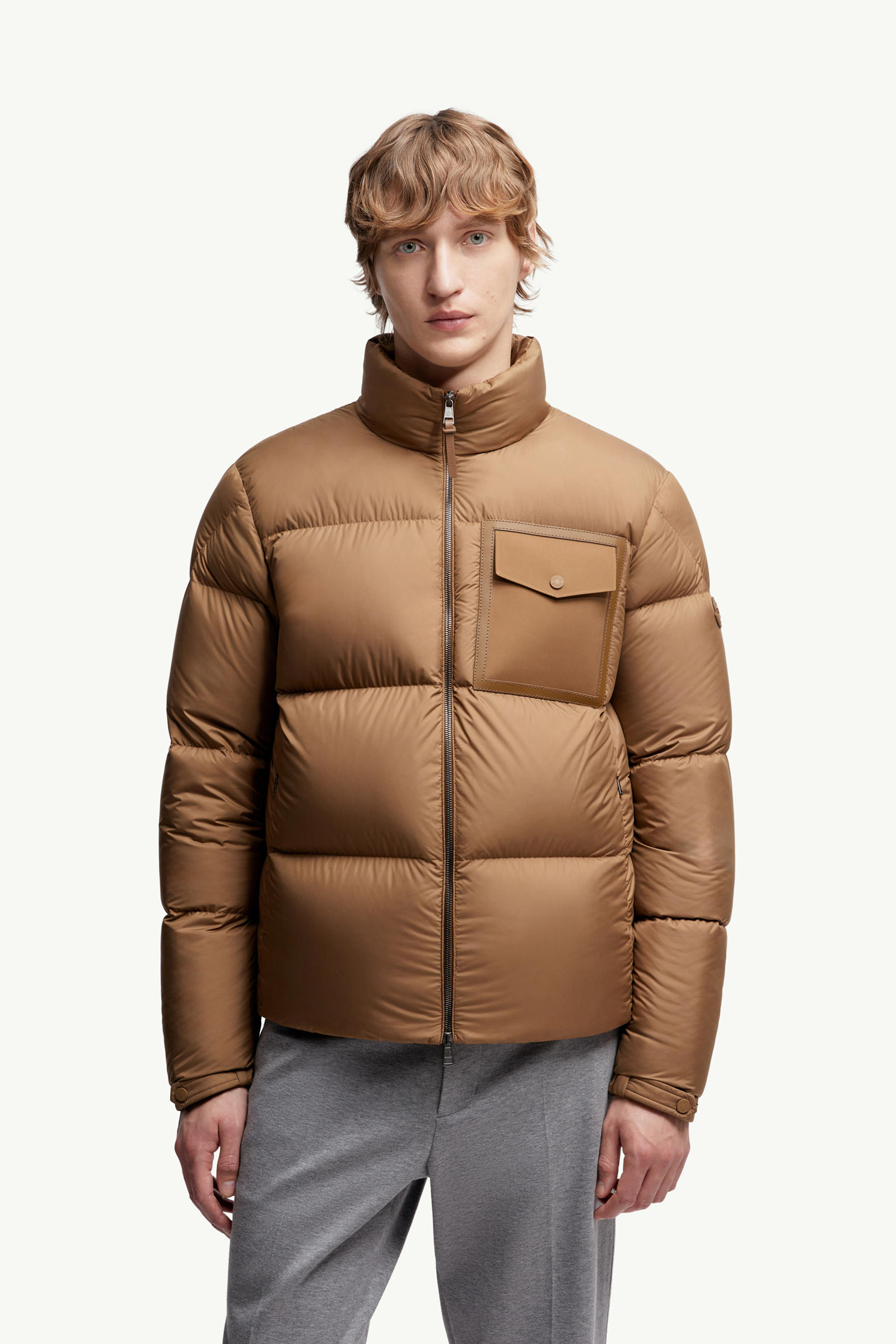 Chinon Square-Quilted Short Down Jacket Men Camel Beige Moncler 3