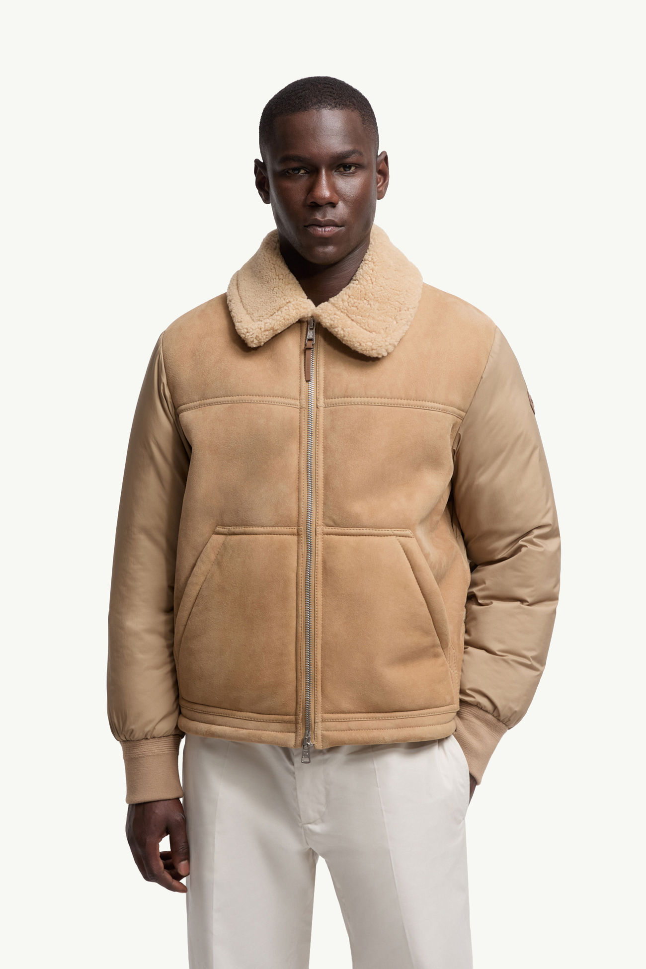 Tonnay kurze Daunenjacke aus Wildleder und Shearling Herren Beige Moncler 3