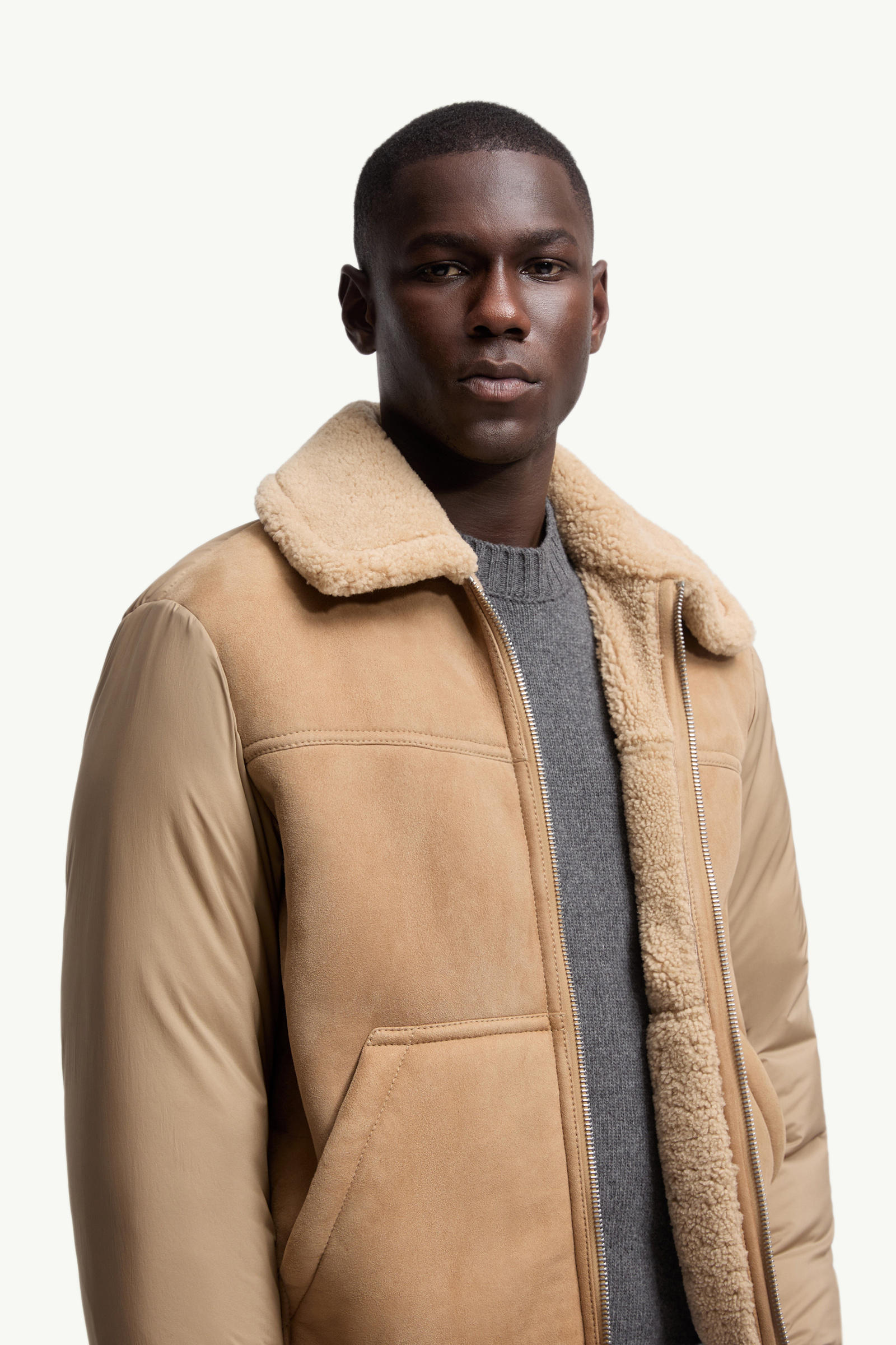 Tonnay Suede & Shearling Short Down Jacket Men Beige Moncler 5