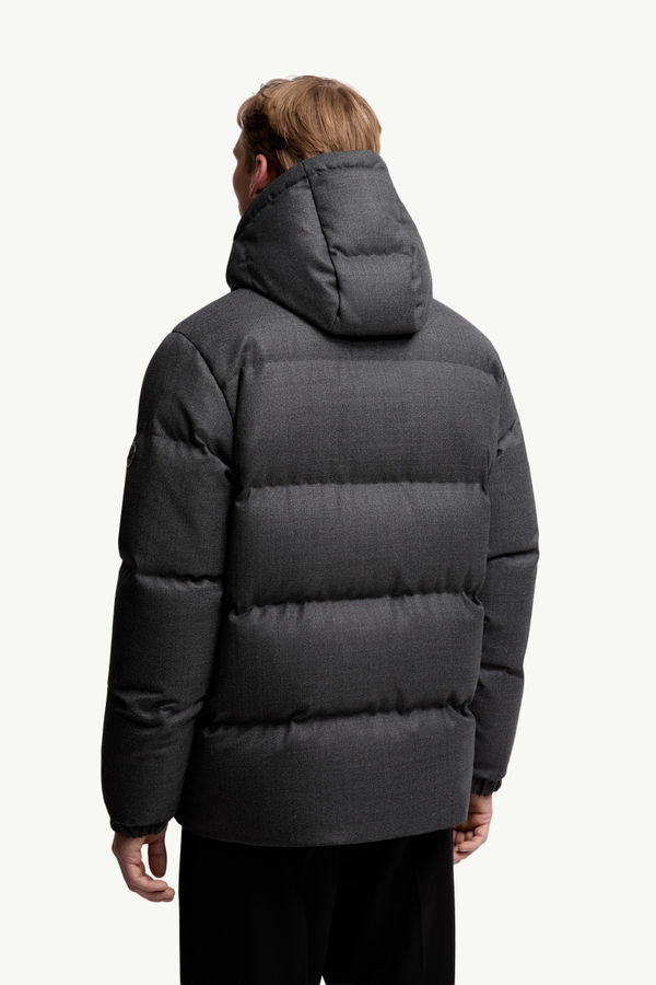 Eawy Hooded Wool Short Down Jacket Men Black Moncler 4