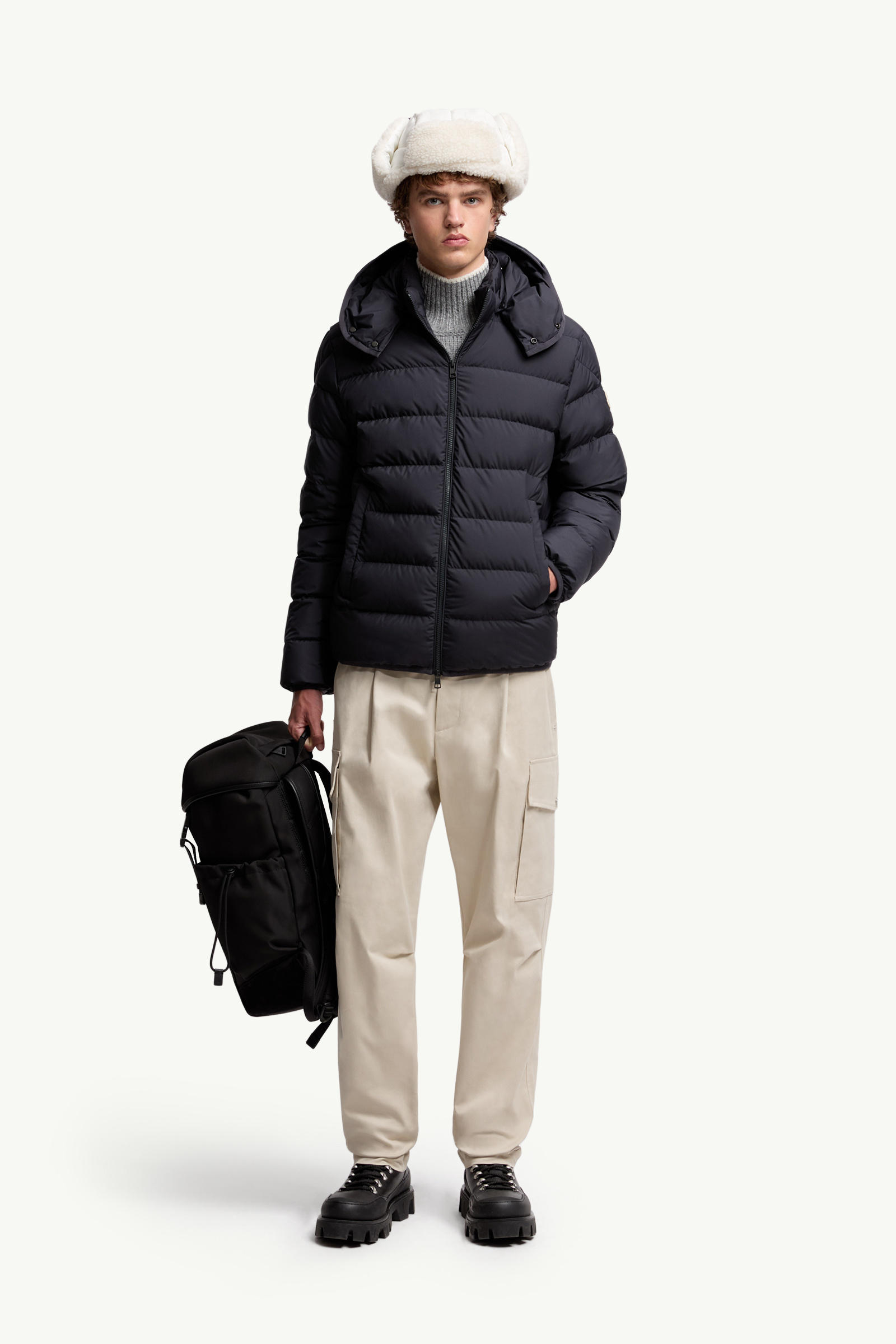 Montbrocq Hooded Short Down Jacket Men Navy Blue Moncler 0