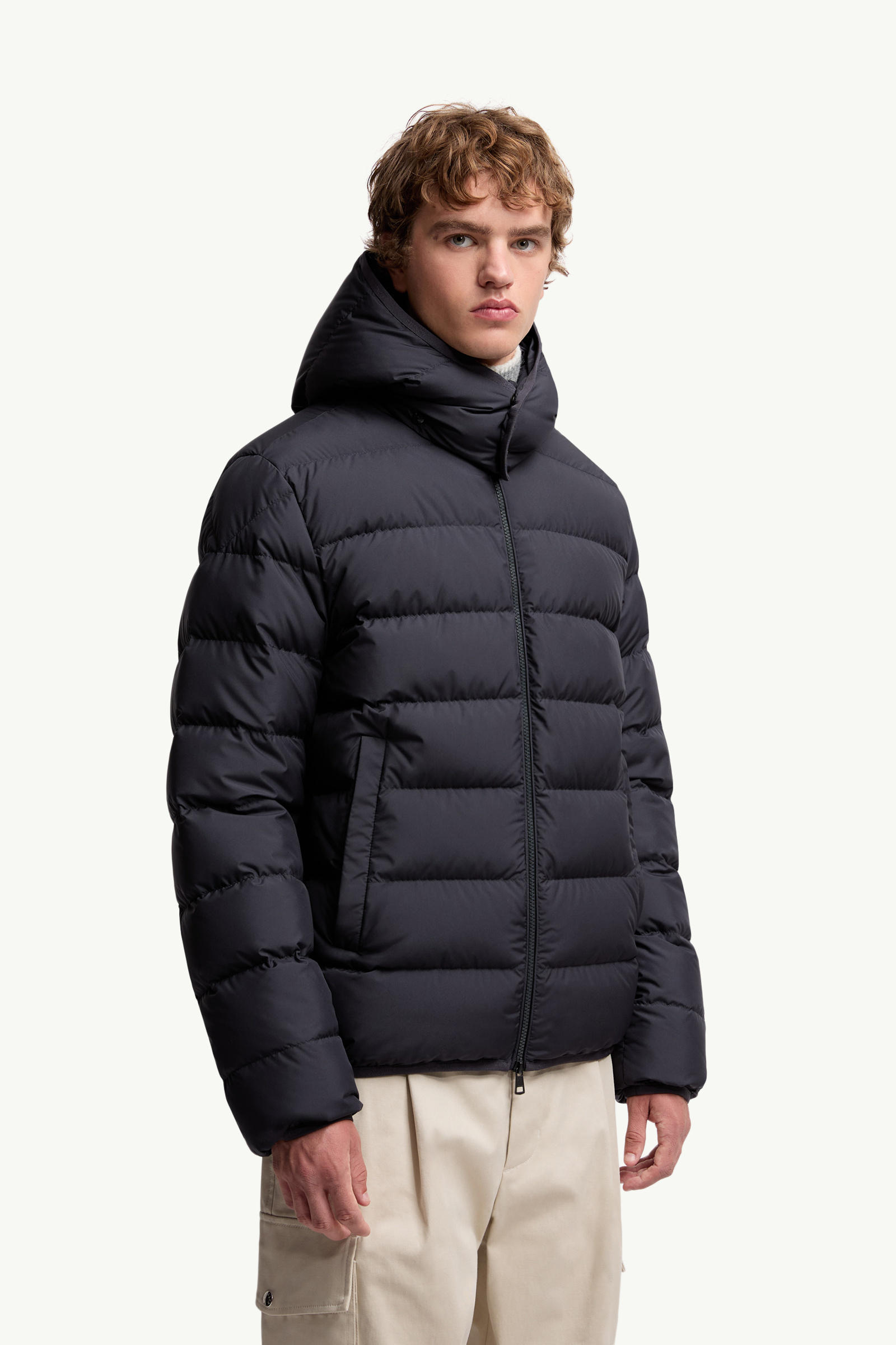 Montbrocq Hooded Short Down Jacket Men Navy Blue Moncler 3