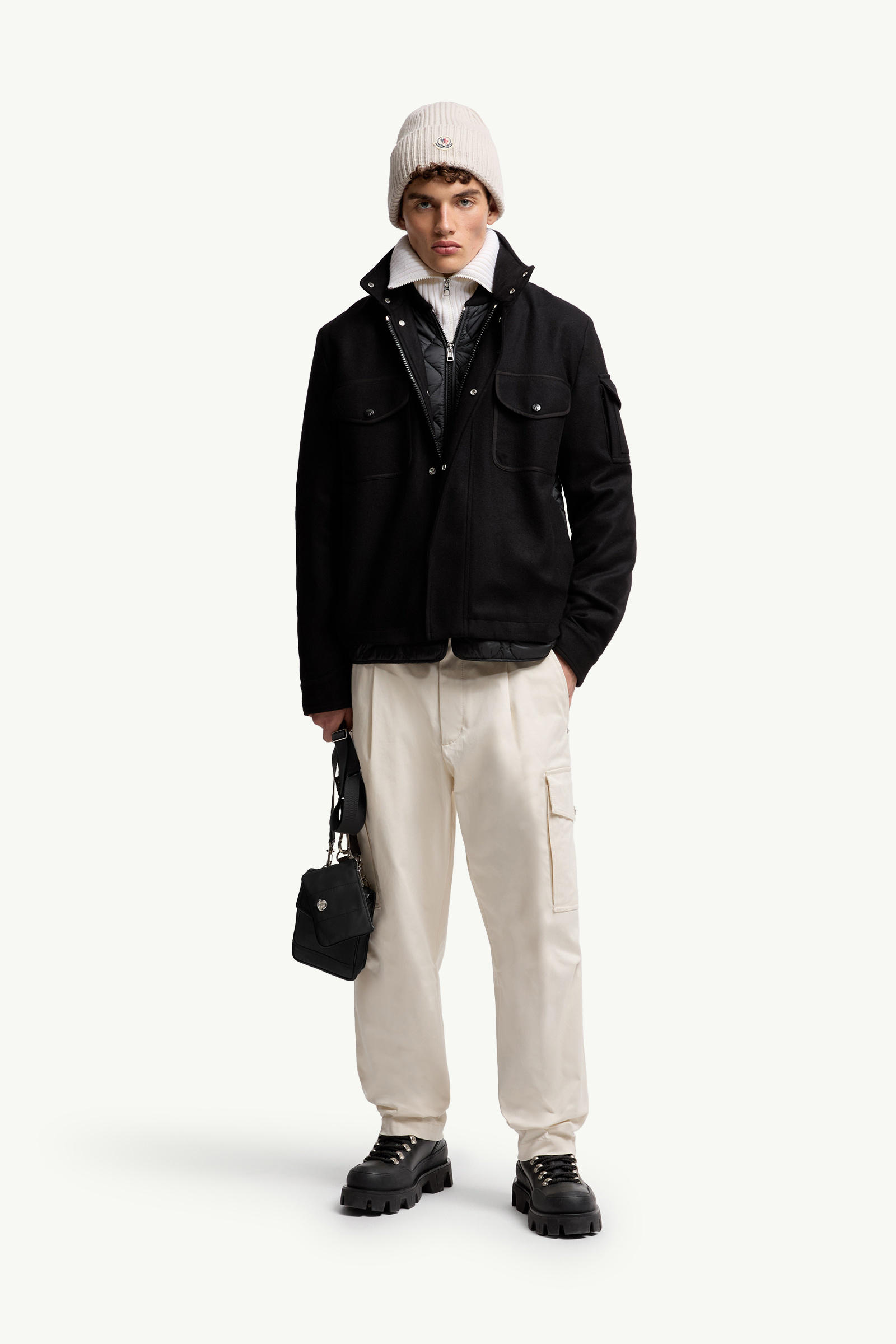 Avoine kurze Daunenjacke aus Wolle Herren Schwarz Moncler 0
