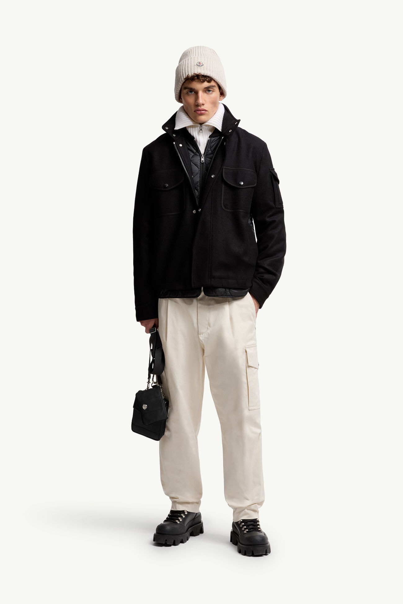 Doudoune courte Avoine en laine Hommes Noir Moncler 0