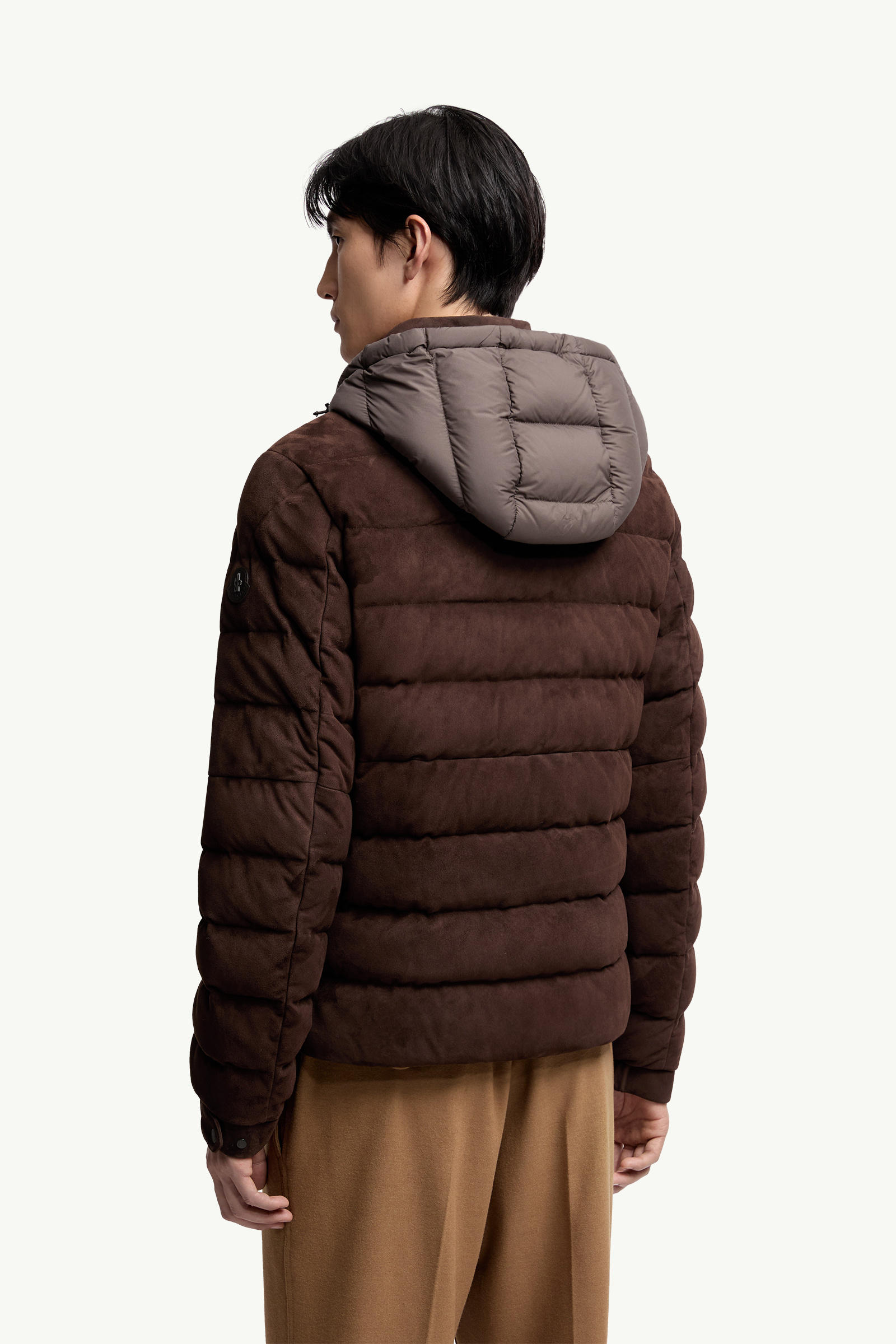 Arneb Hooded Suede Short Down Jacket Men Brown Moncler 4
