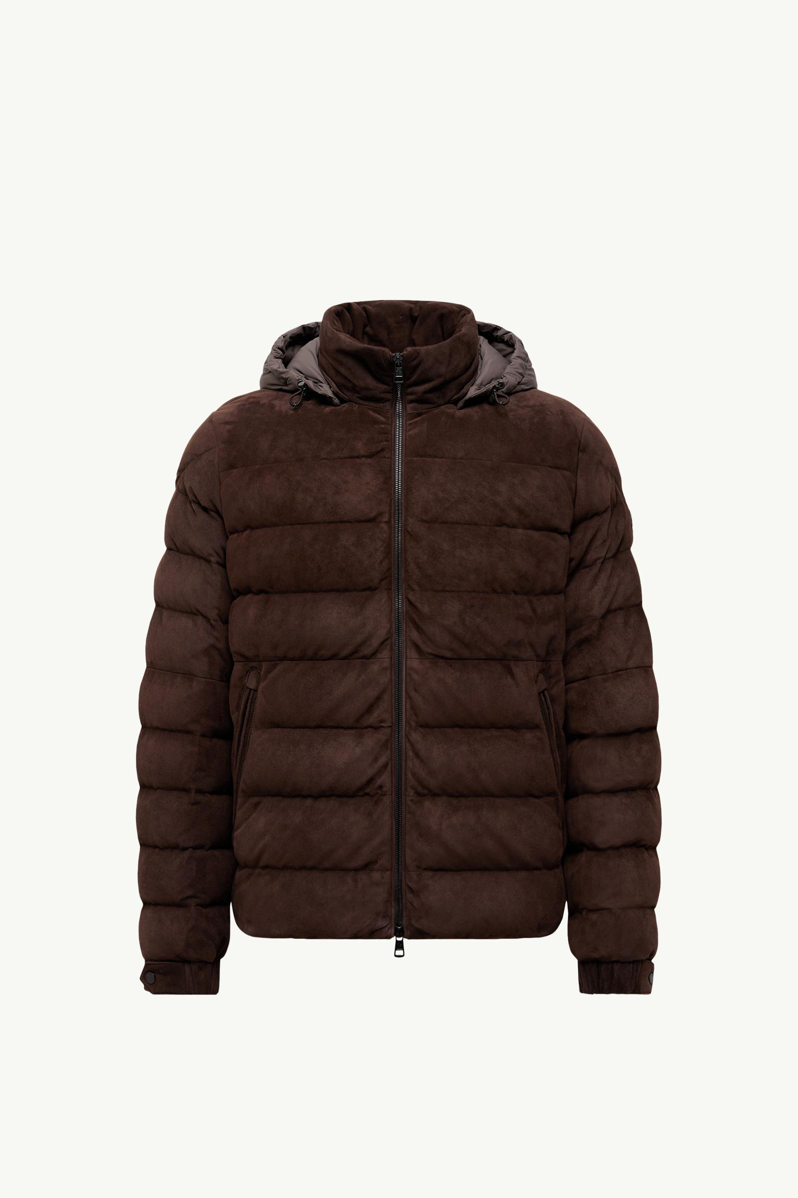 Brown Arneb Hooded Suede Short Down Jacket - test for test