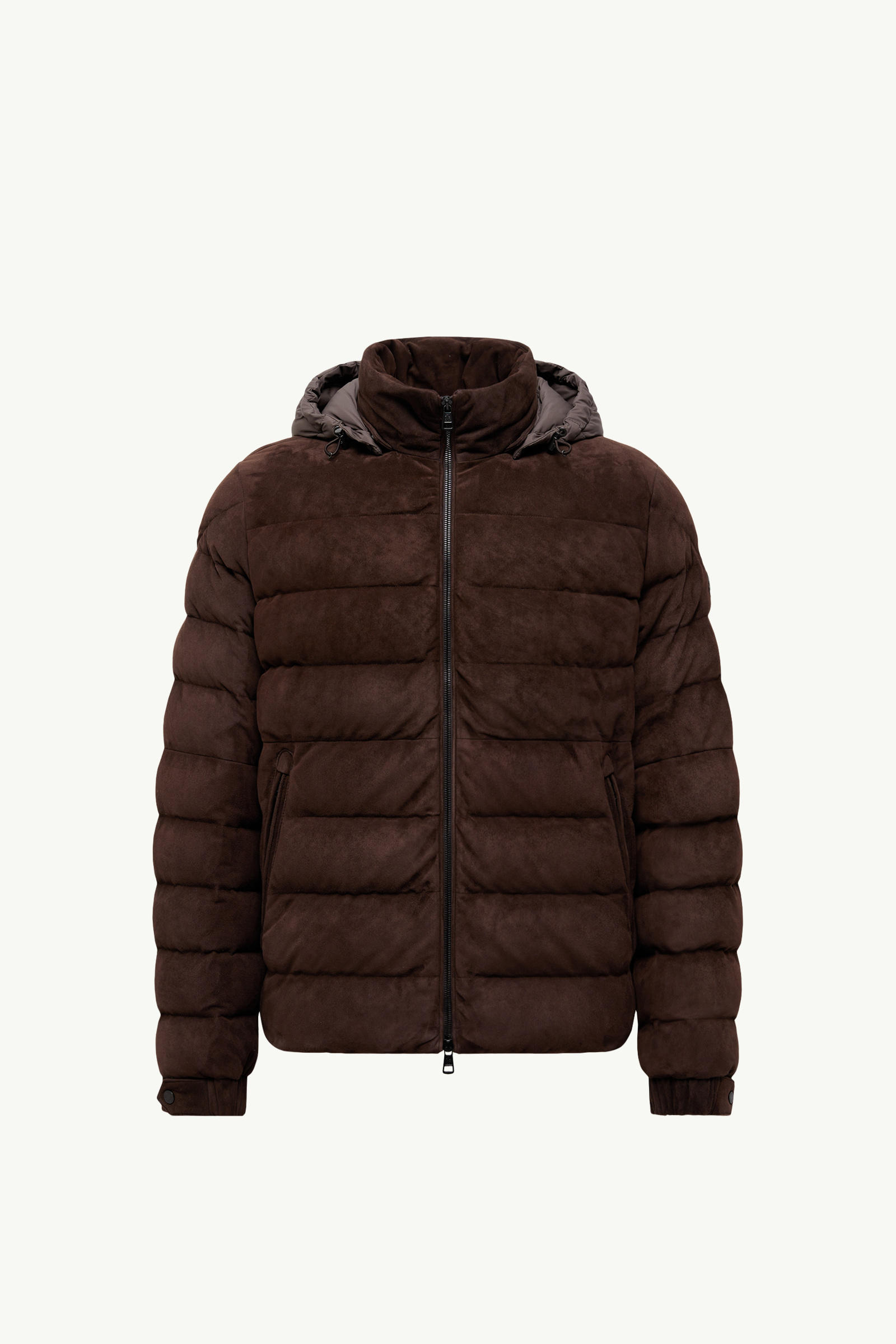 Arneb Hooded Suede Short Down Jacket Men Brown Moncler 2