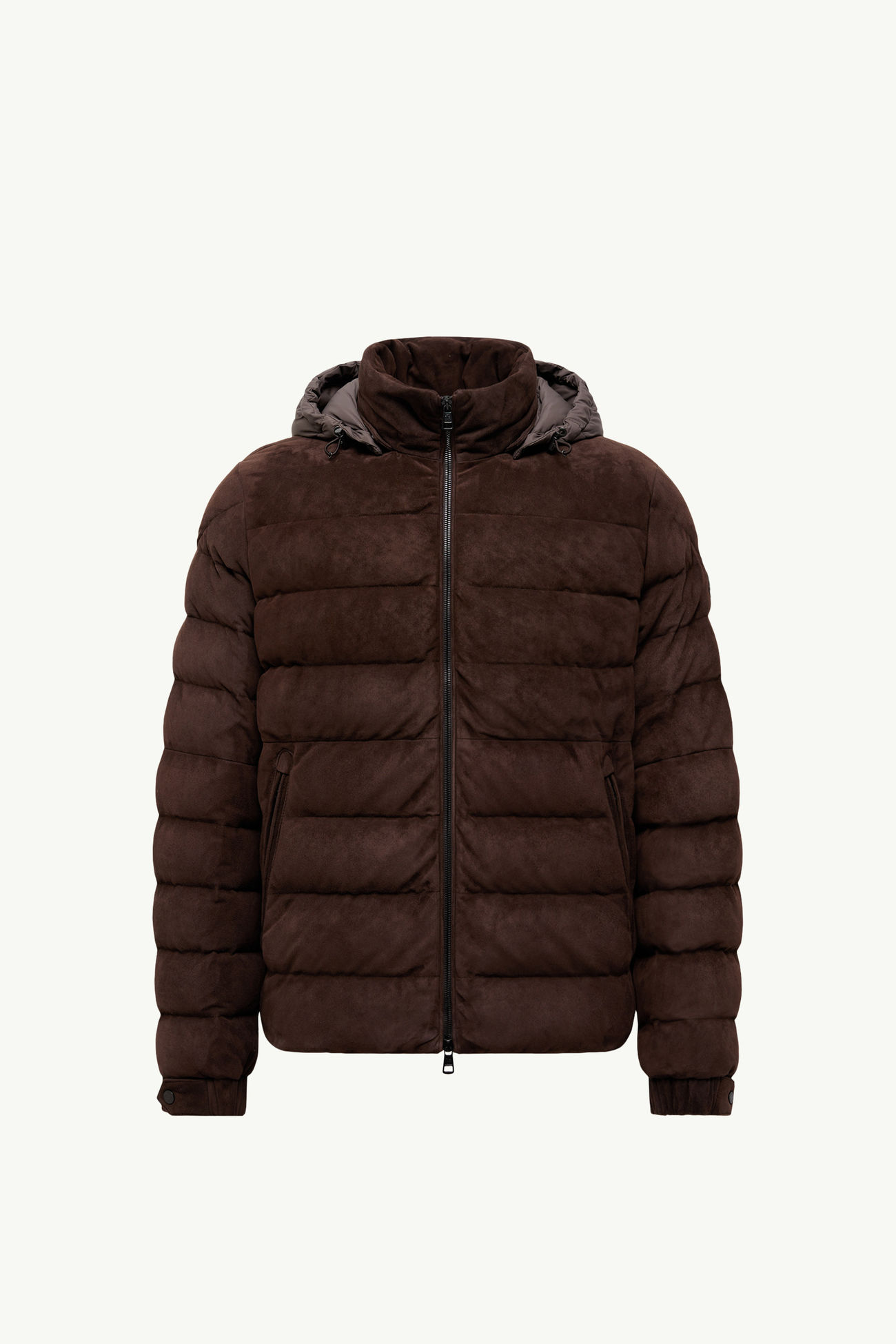 Piumino corto Arneb in pelle scamosciata con cappuccio Uomo Marrone Moncler 2