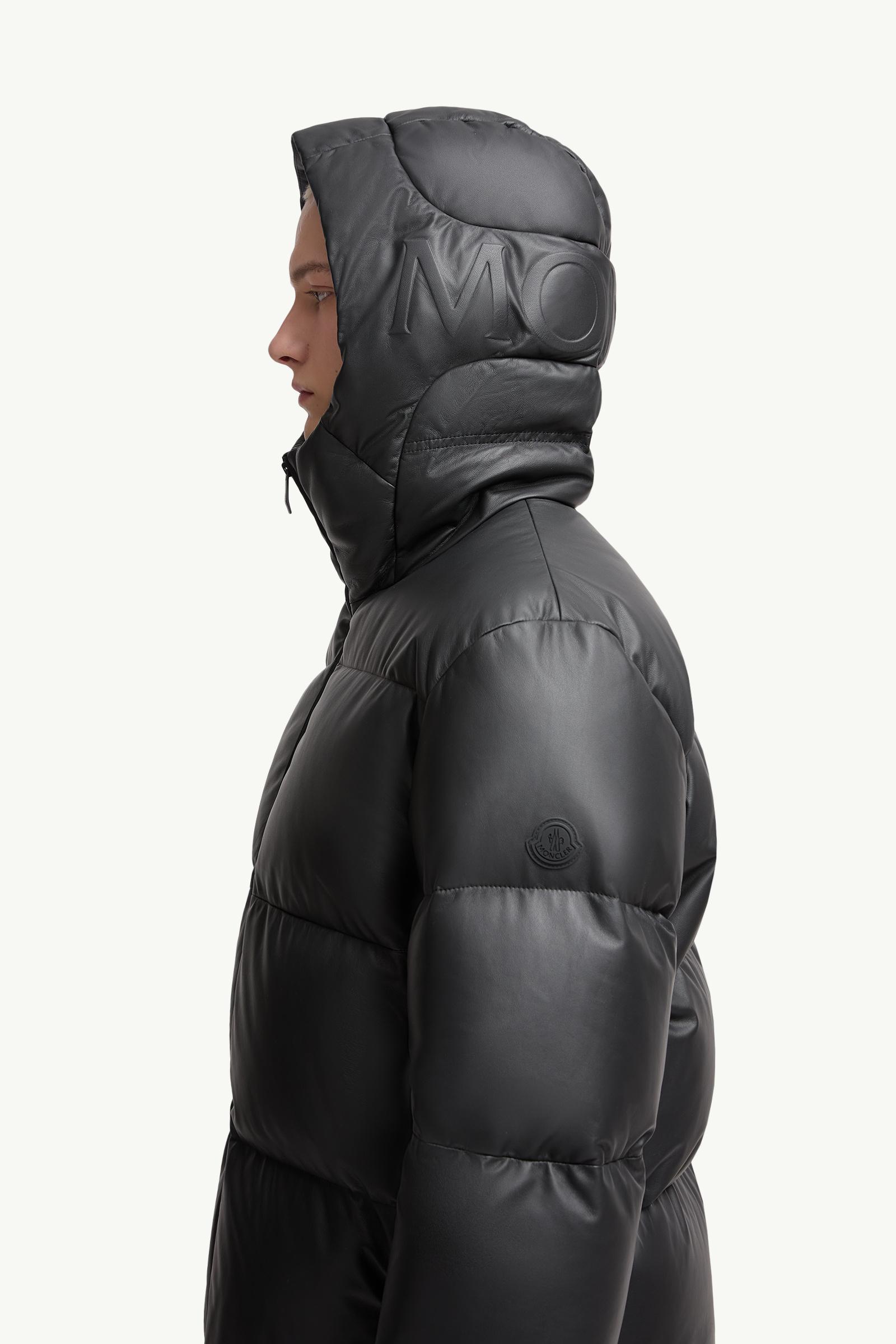 Mentone Hooded Nappa Leather Short Down Jacket Men Black Moncler 1