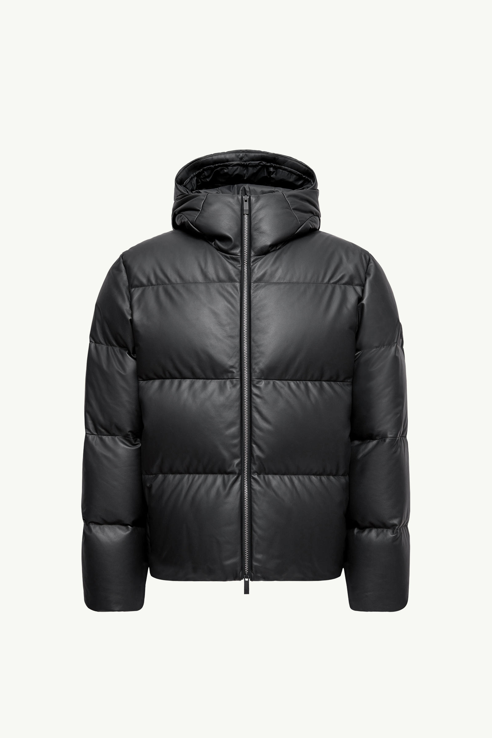 Mentone Hooded Nappa Leather Short Down Jacket Men Black Moncler 2