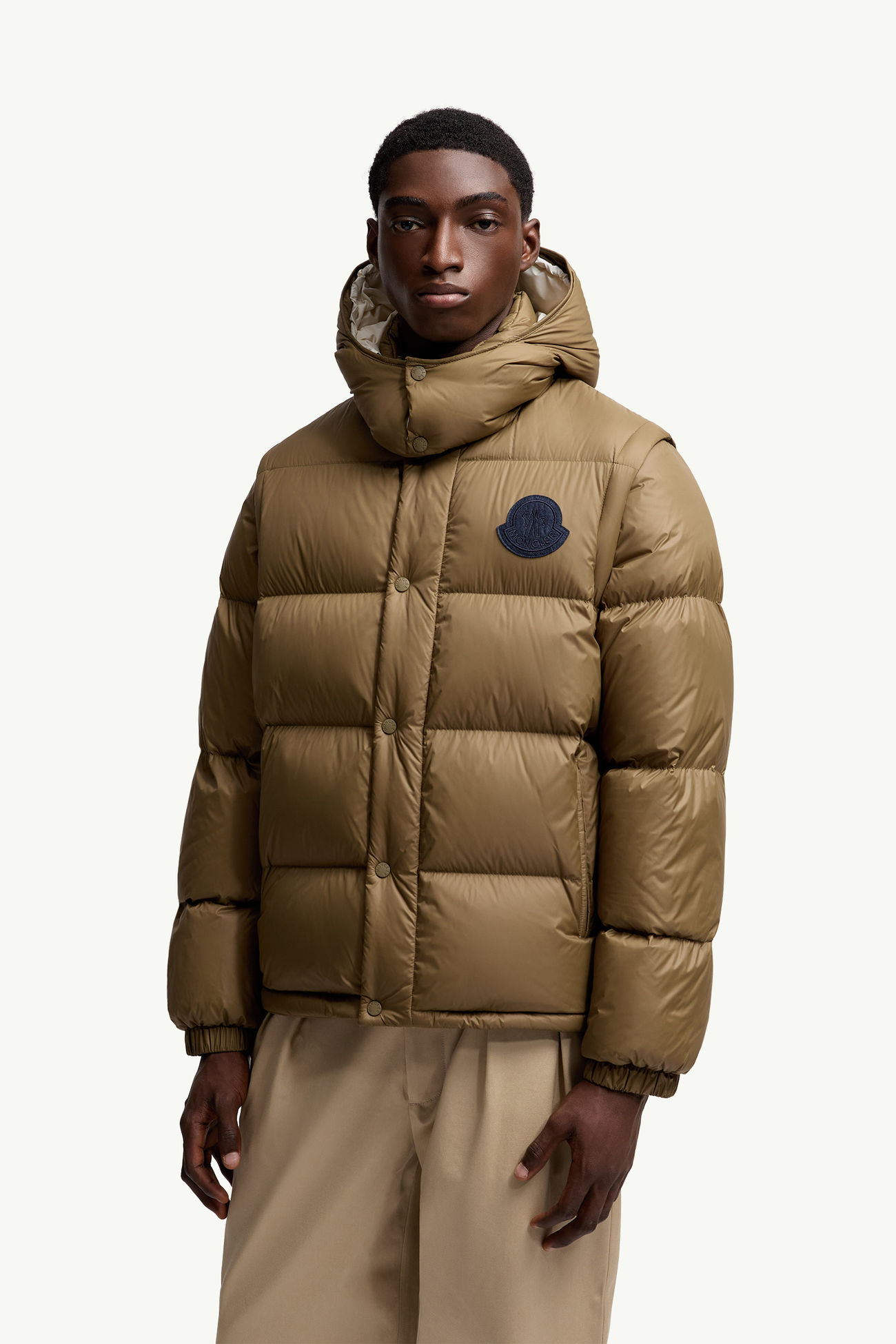 Plumífero corto con capucha 2 en 1 Cyclone Hombre Verde Oliva Moncler 3