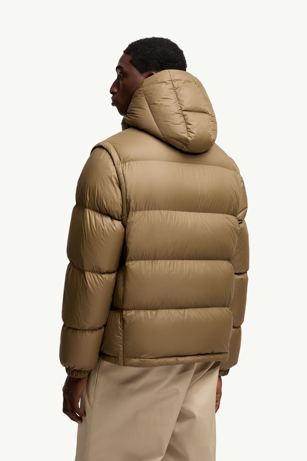 Plumífero corto con capucha 2 en 1 Cyclone Hombre Verde Oliva Moncler 4