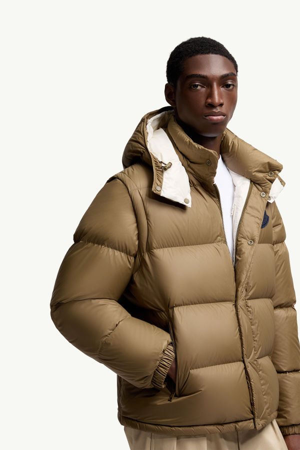 Plumífero corto con capucha 2 en 1 Cyclone Hombre Verde Oliva Moncler 6