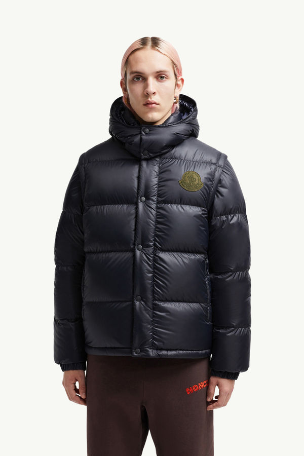 Cyclone 2-in-1 Hooded Short Down Jacket Men Dark Blue Moncler 3