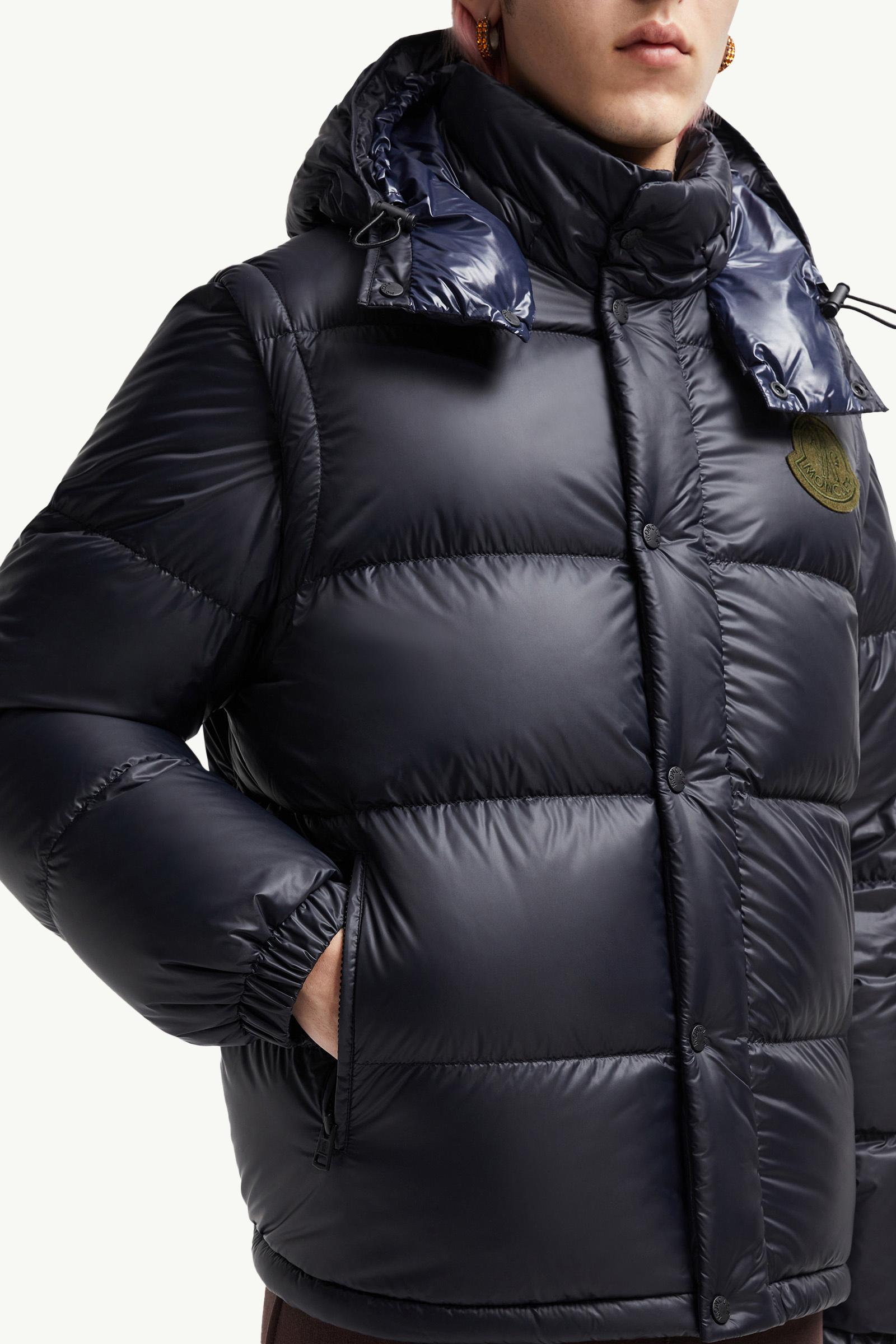 モンクレールダウン Navy Blue Montgenevre Hooded Wool Flannel Short 