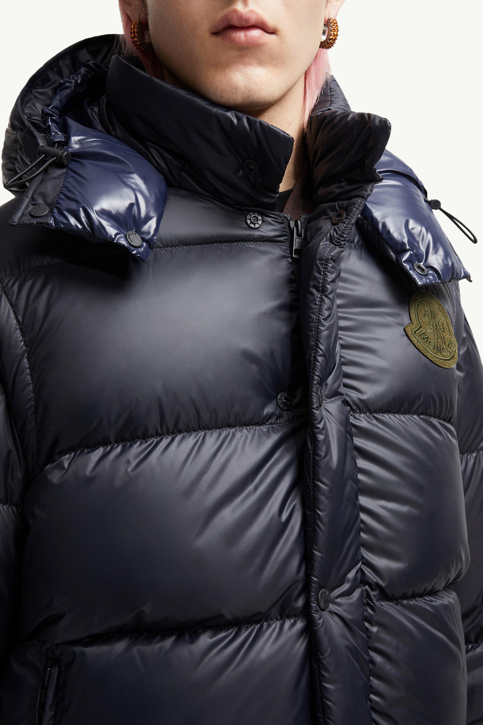 Cyclone男士二合一连帽短款羽绒夹克外套 男士 深蓝色 Moncler 7