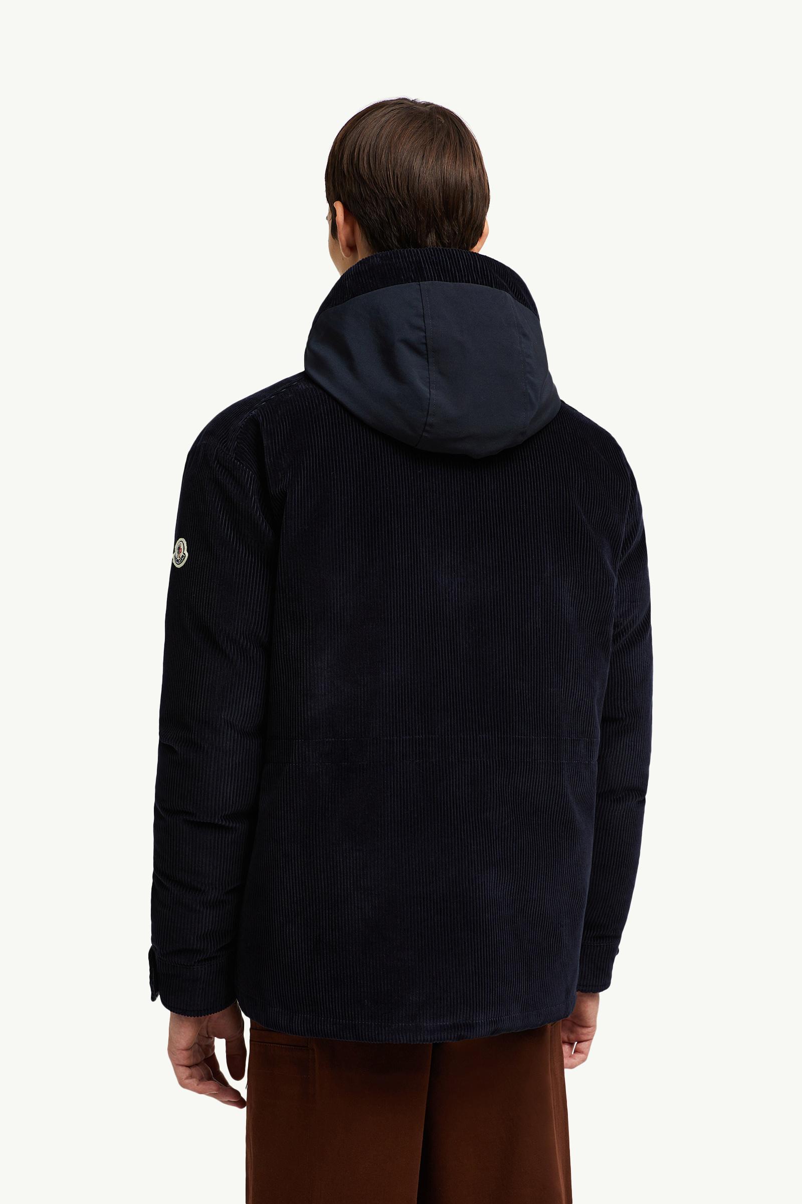 Navy Blue Greselin Reversible Corduroy Short Down Jacket