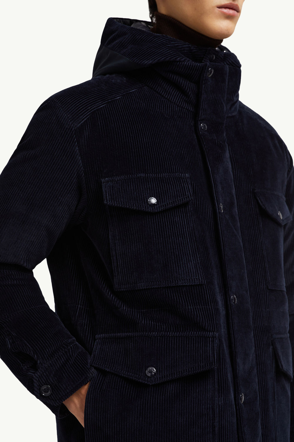 Piumino corto reversibile Greselin in velluto a coste Blu Navy Moncler 5