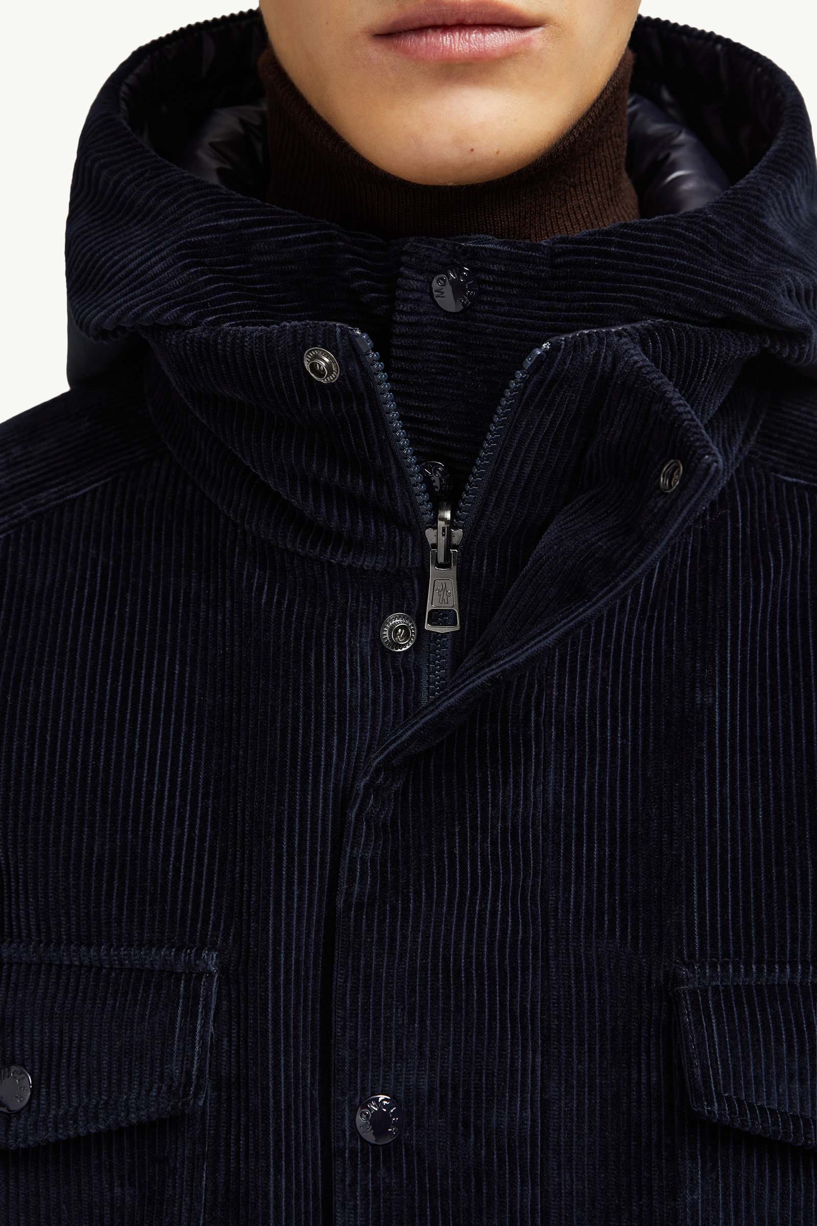 Greselin Reversible Corduroy Short Down Jacket Navy Blue Moncler 6
