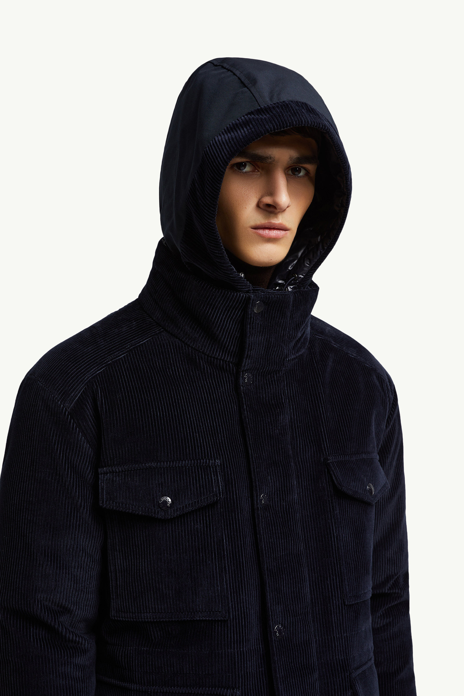Greselin Reversible Corduroy Short Down Jacket Navy Blue Moncler 7