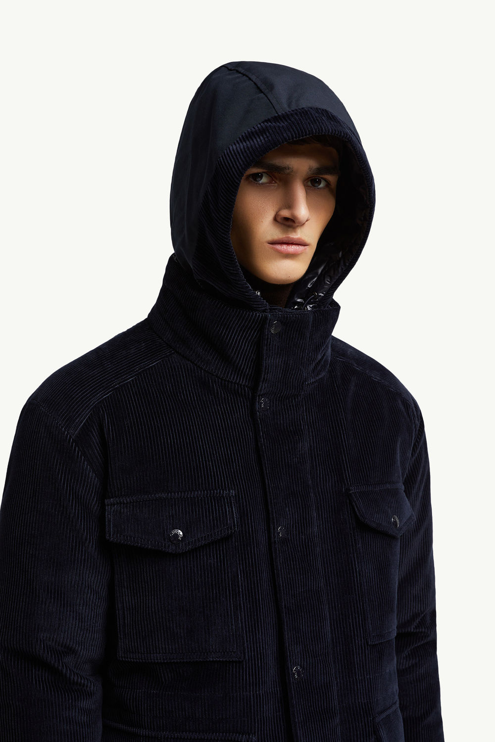 Piumino corto reversibile Greselin in velluto a coste Blu Navy Moncler 7