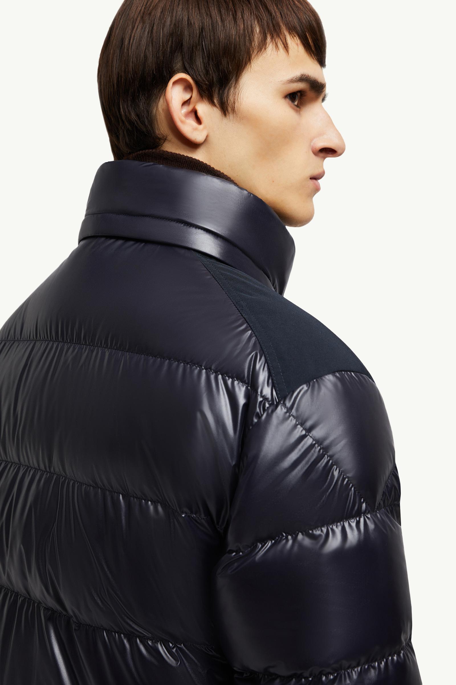 Navy Blue Greselin Reversible Corduroy Short Down Jacket