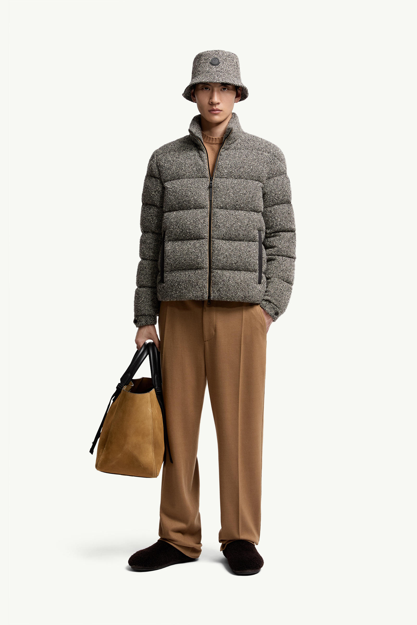 Agde Wool Blend Short Down Jacket Men Gray Moncler 0