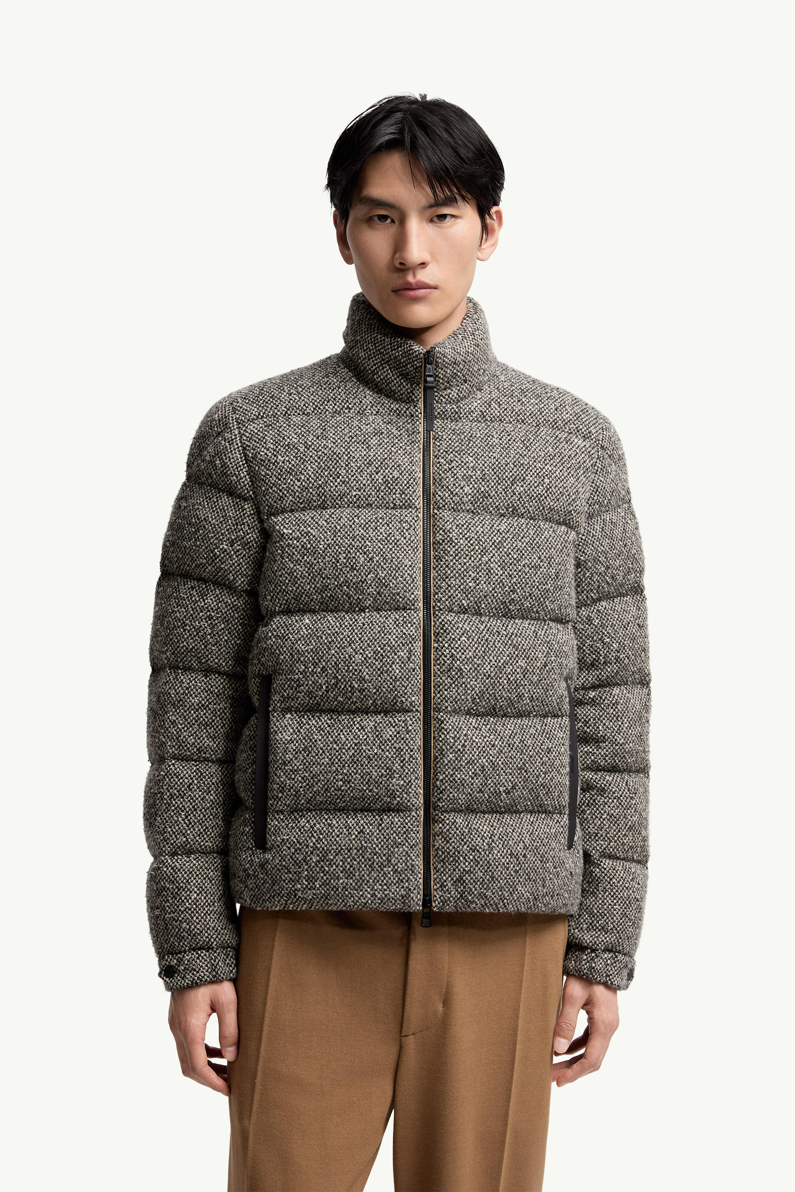 Agde Wool Blend Short Down Jacket Men Gray Moncler 3