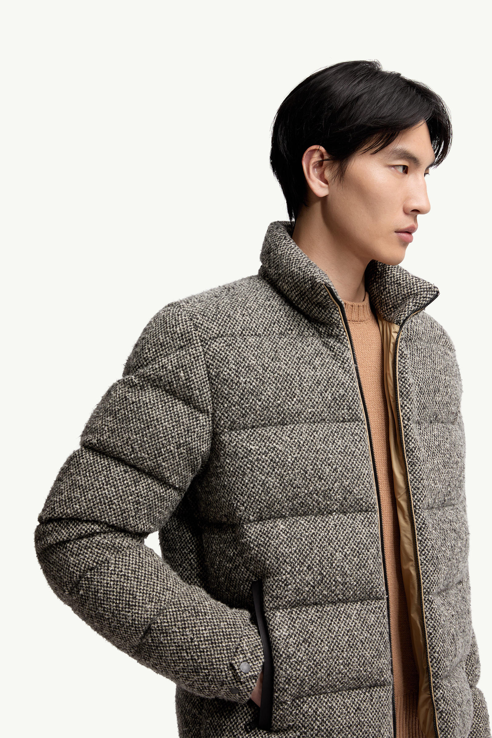 Agde Wool Blend Short Down Jacket Men Gray Moncler 5