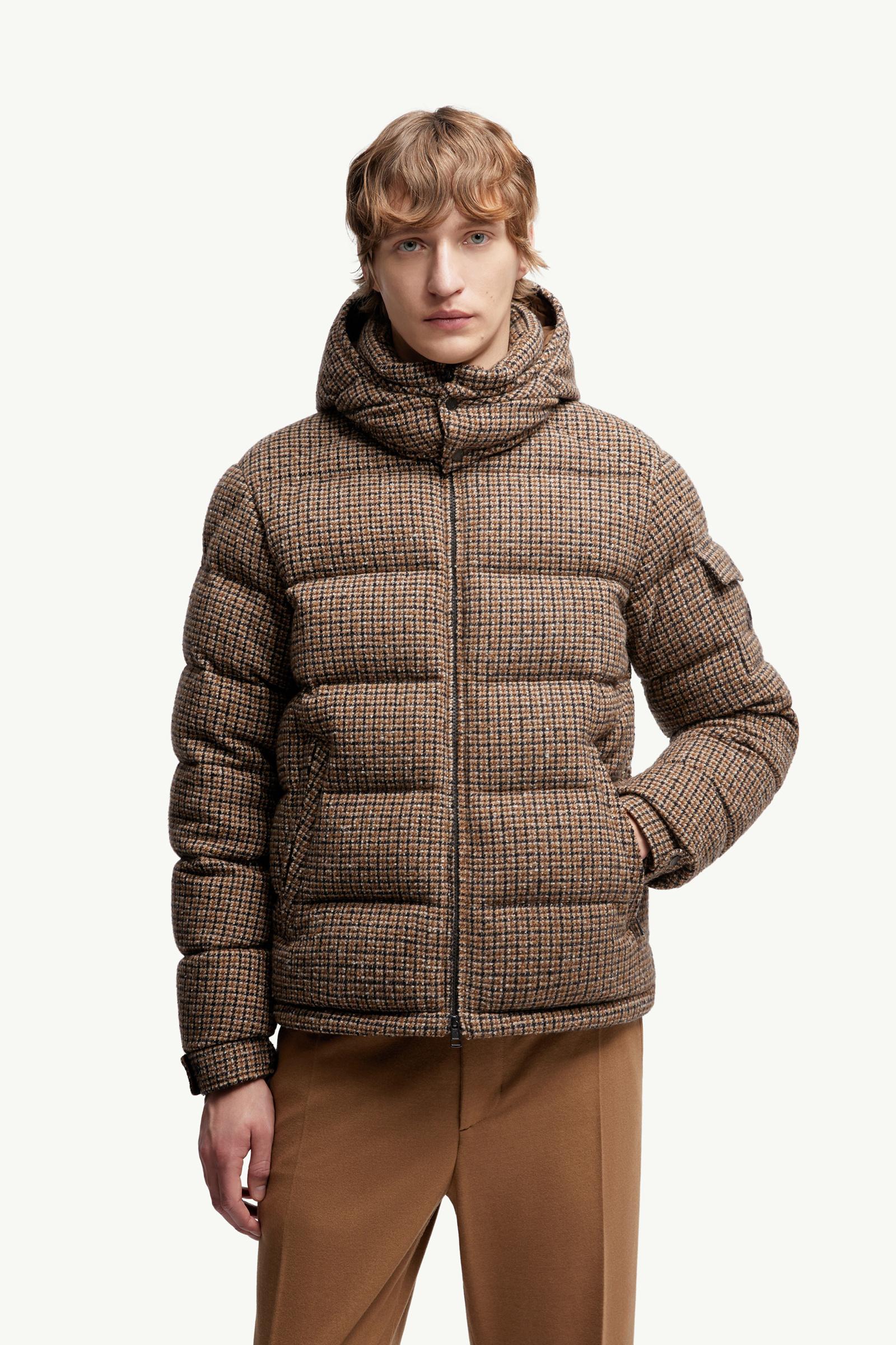 Brown Montgenevre Wool Blend Bouclé Hooded Short Down Jacket