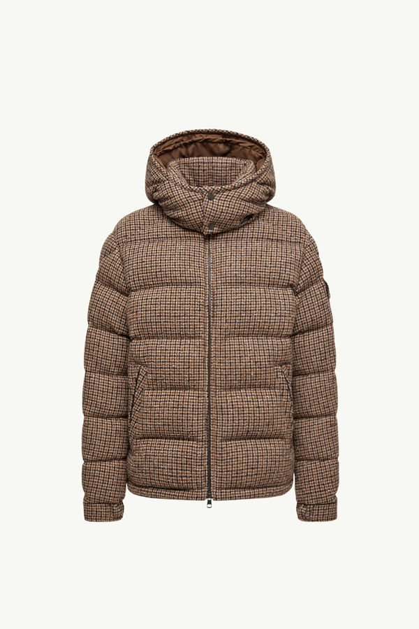 Doudoune courte à capuche en mélange de laine bouclée Montgenevre Hommes Marron Moncler 2