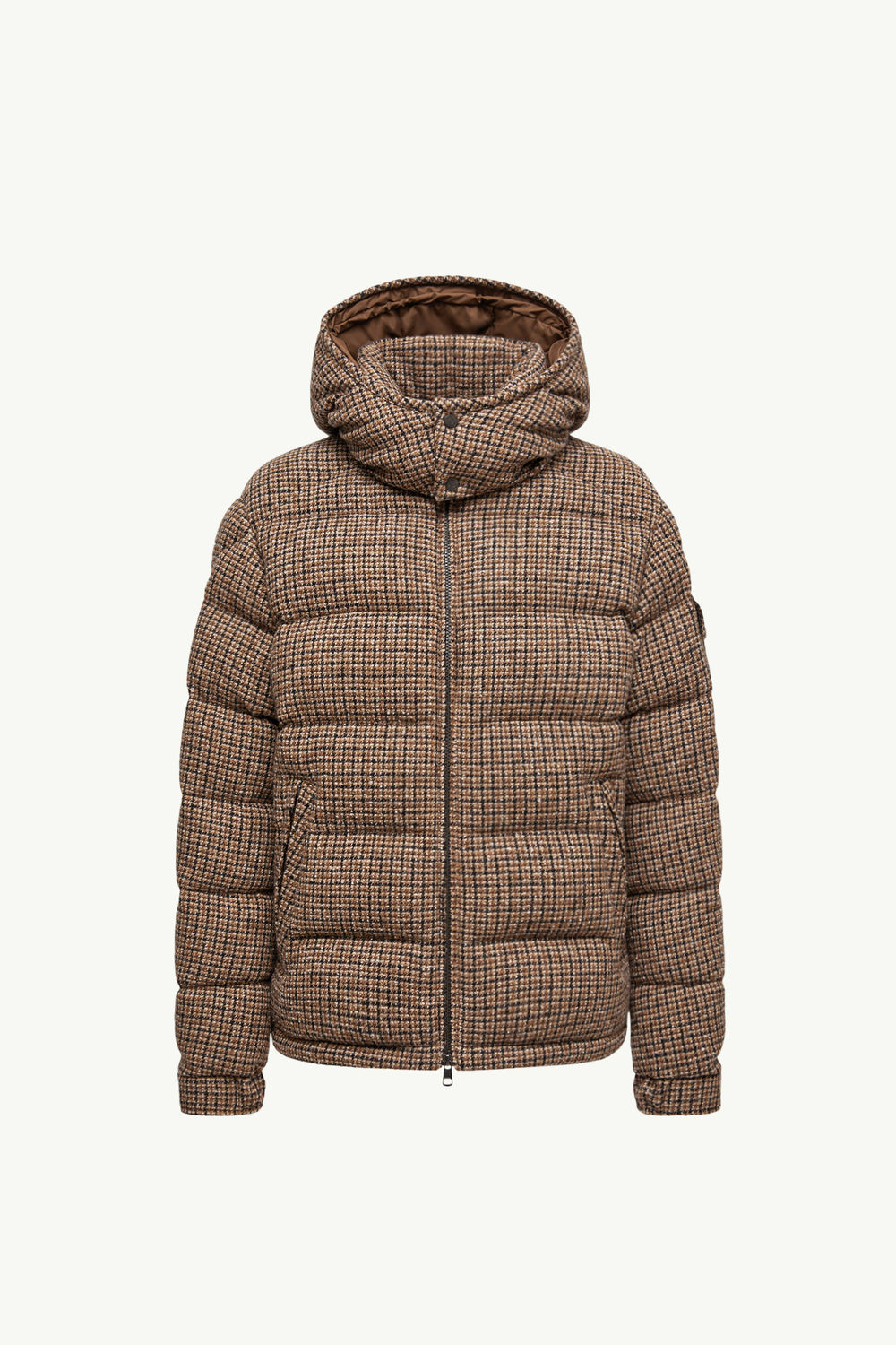 Piumino Corto Montgenevre in Misto Lana Bouclé con Cappuccio Uomo Marrone Moncler 2