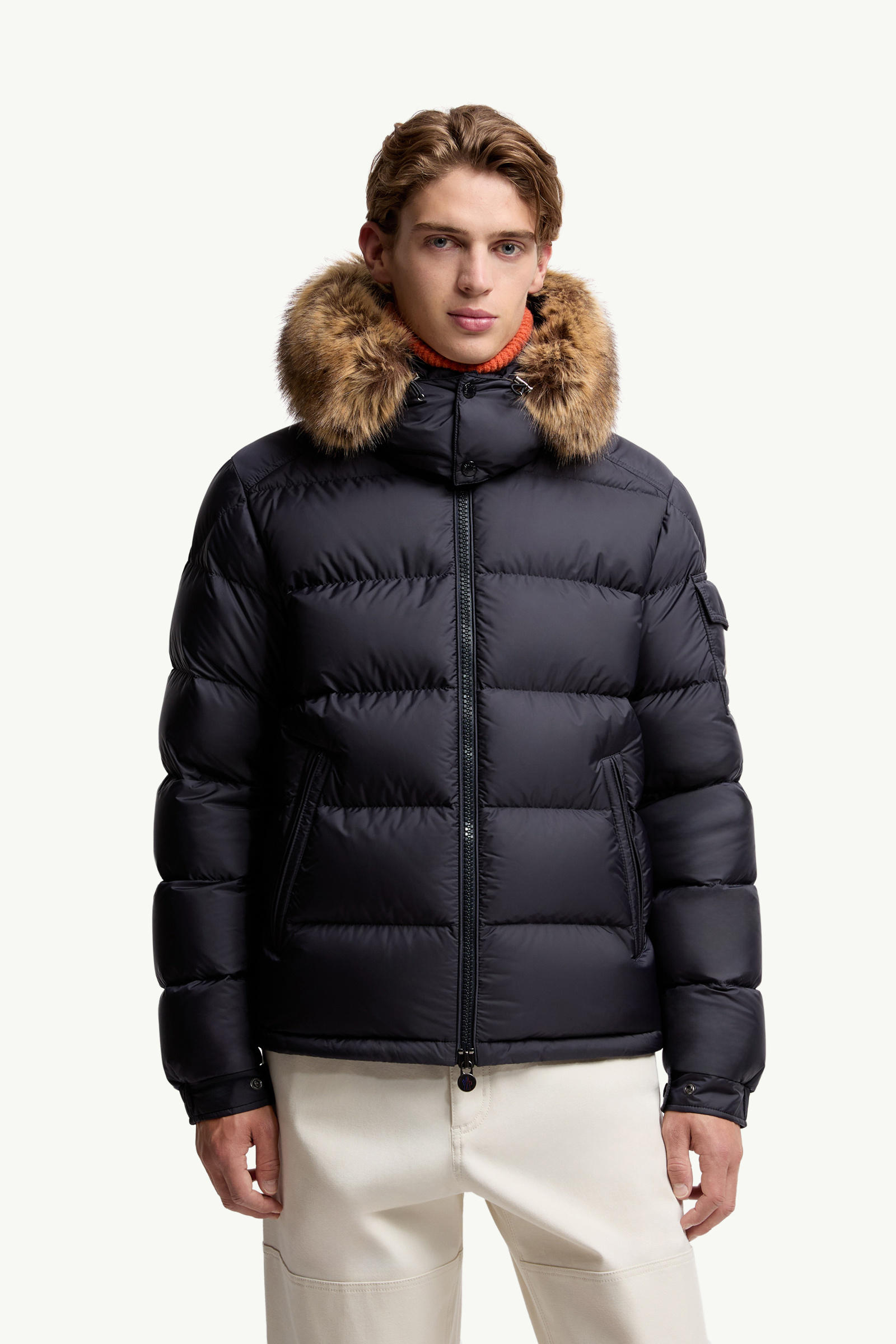 Plumífero corto con capucha Mayaf Hombre Azul marino Moncler 3