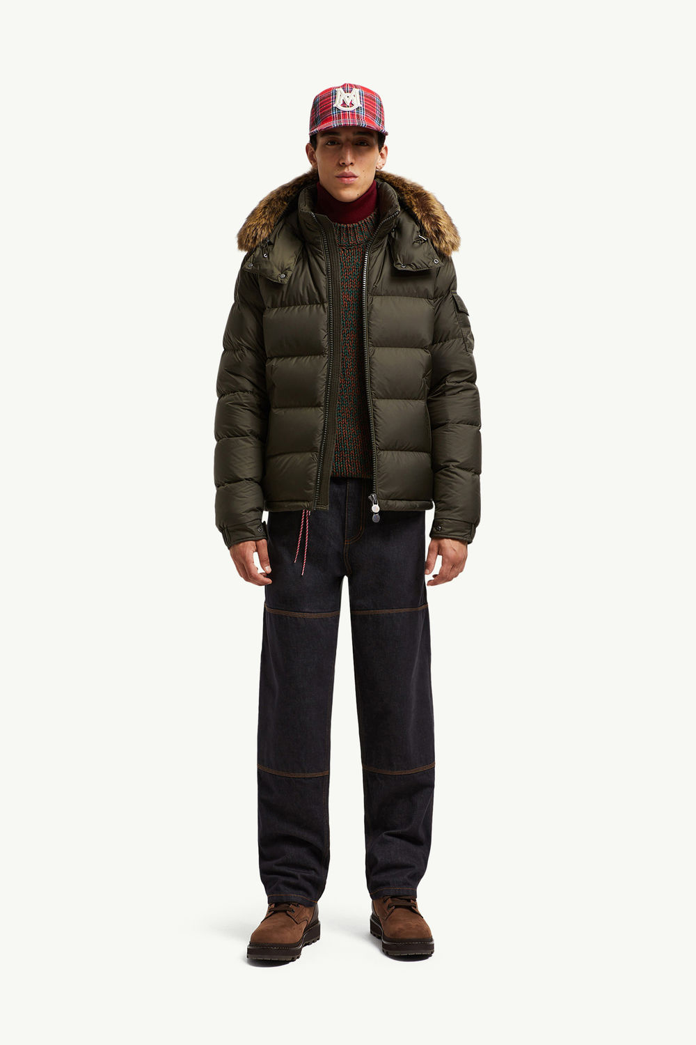 Mayaf Hooded Short Down Jacket Men Olive Green Moncler 0
