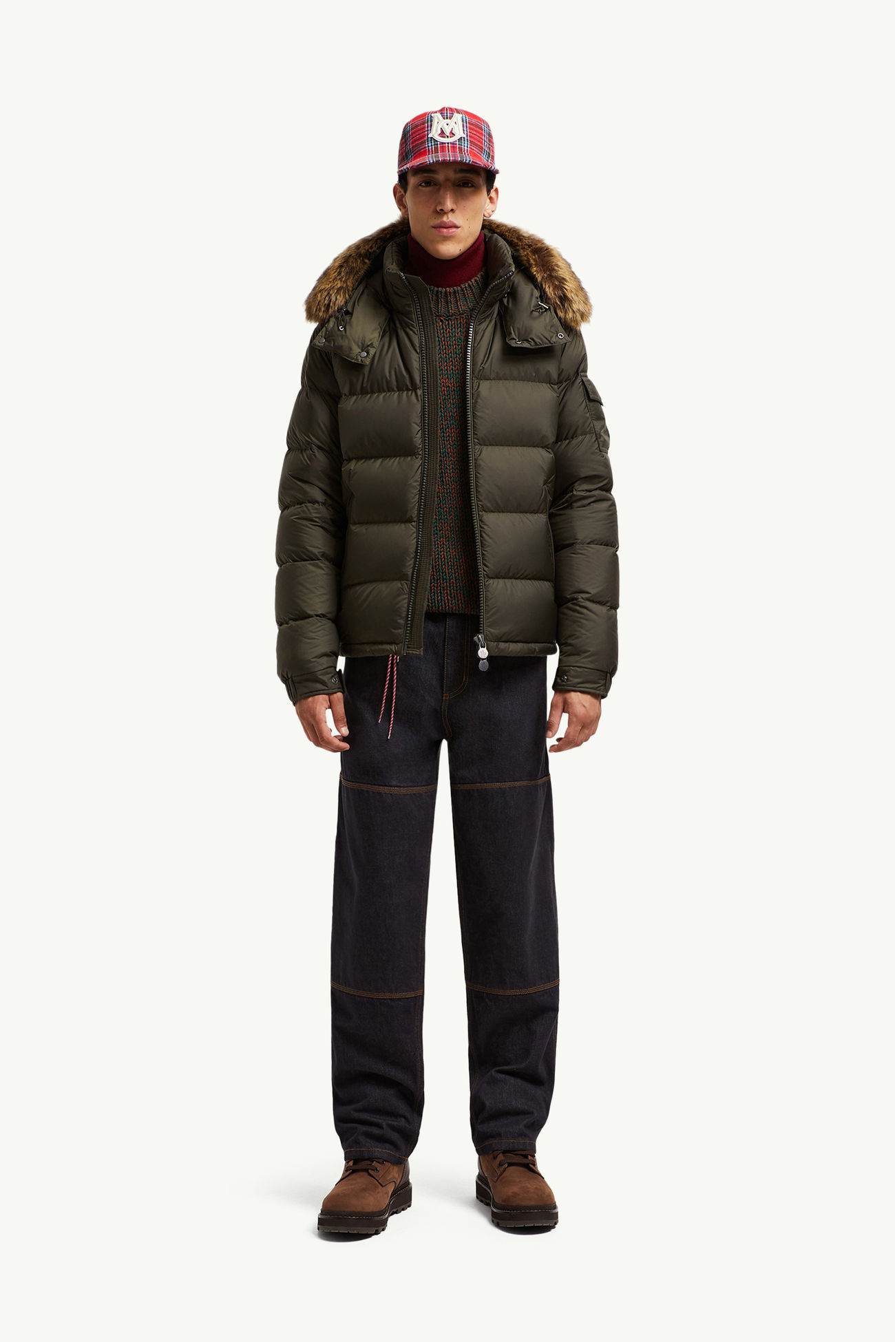 Mayaf 후드 쇼트 다운 재킷 남성 올리브 그린 Moncler 0