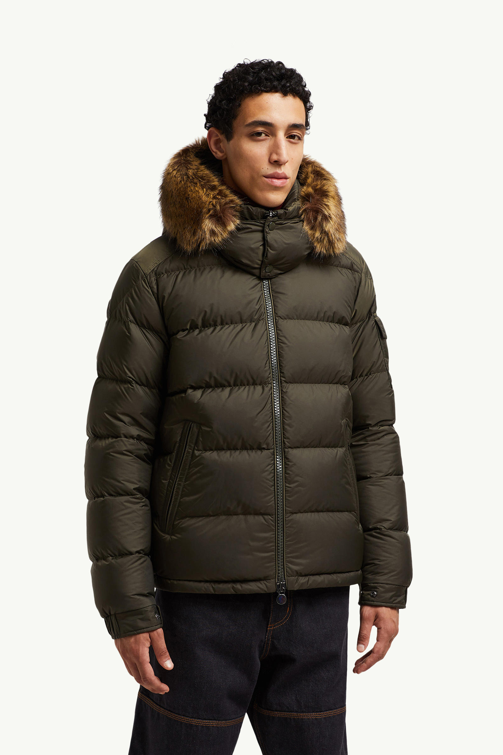 Mayaf Hooded Short Down Jacket Men Olive Green Moncler 3