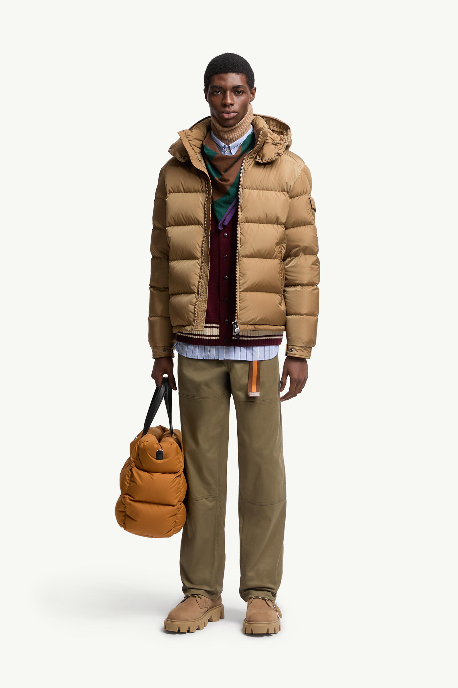 Moncler Maya Matte Short Down Jacket Men Beige Moncler 0