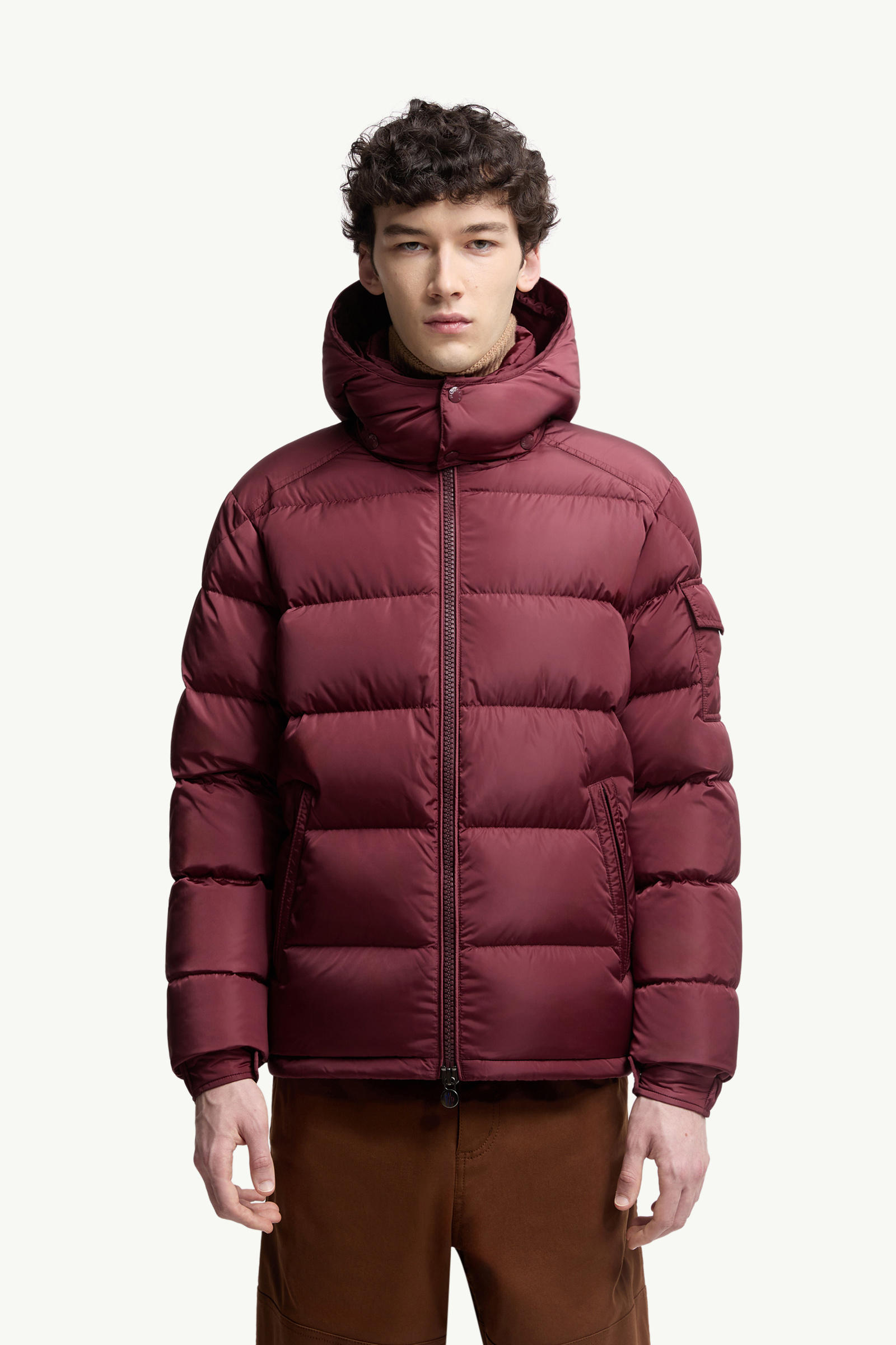 Moncler Maya Matte Short Down Jacket Men Burgundy Moncler 3