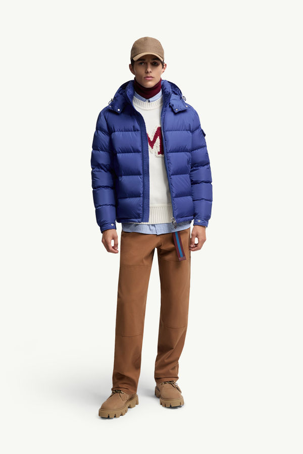 Moncler Maya Matte Short Down Jacket Men Electric Blue Moncler 0