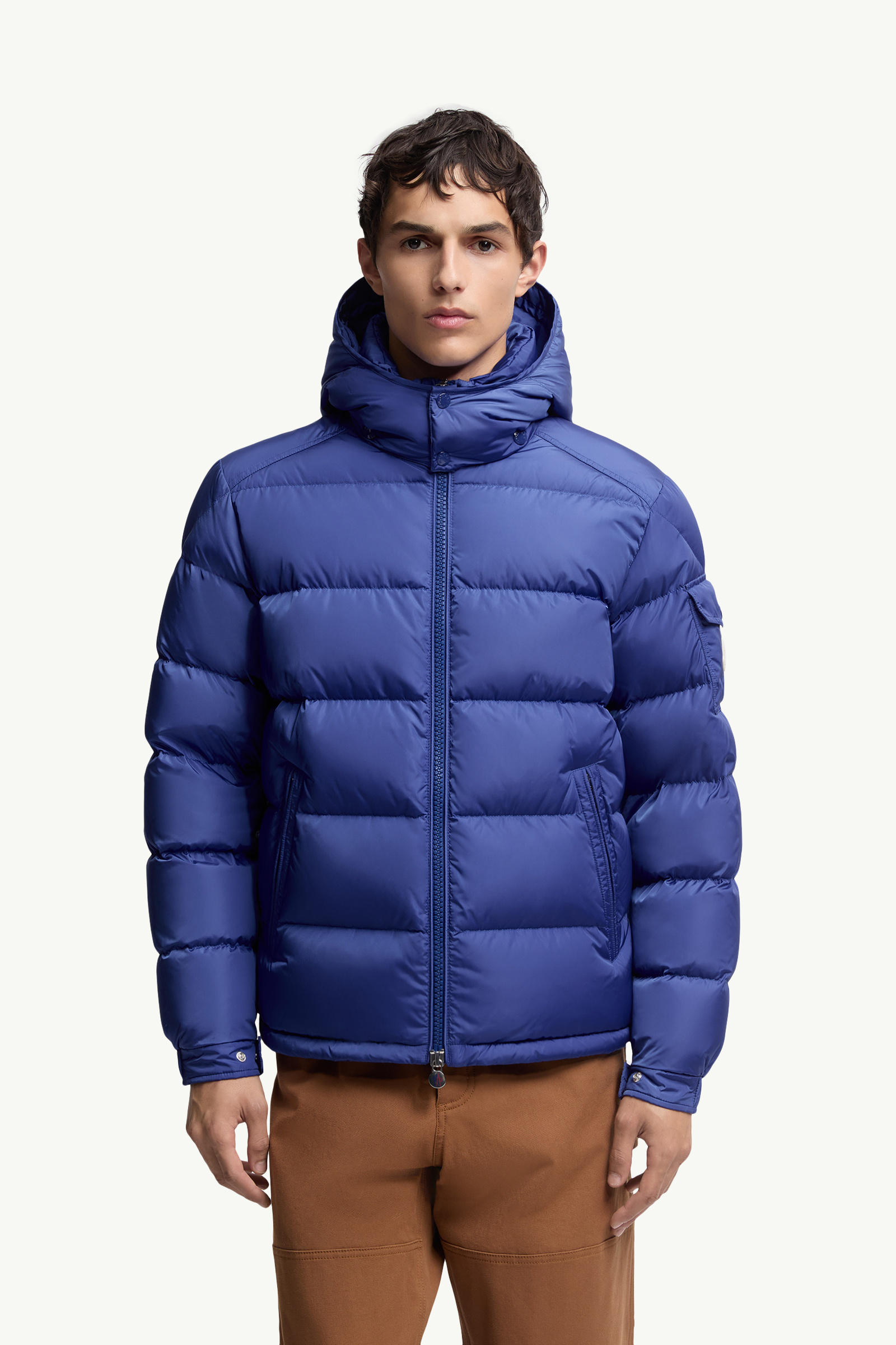 Moncler Maya Matte Short Down Jacket Men Electric Blue Moncler 3