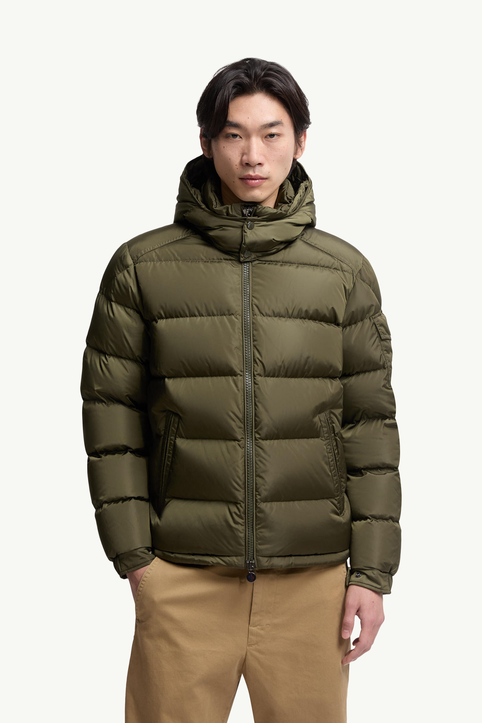 Moncler Maya Matte Short Down Jacket Men Olive Green Moncler 3